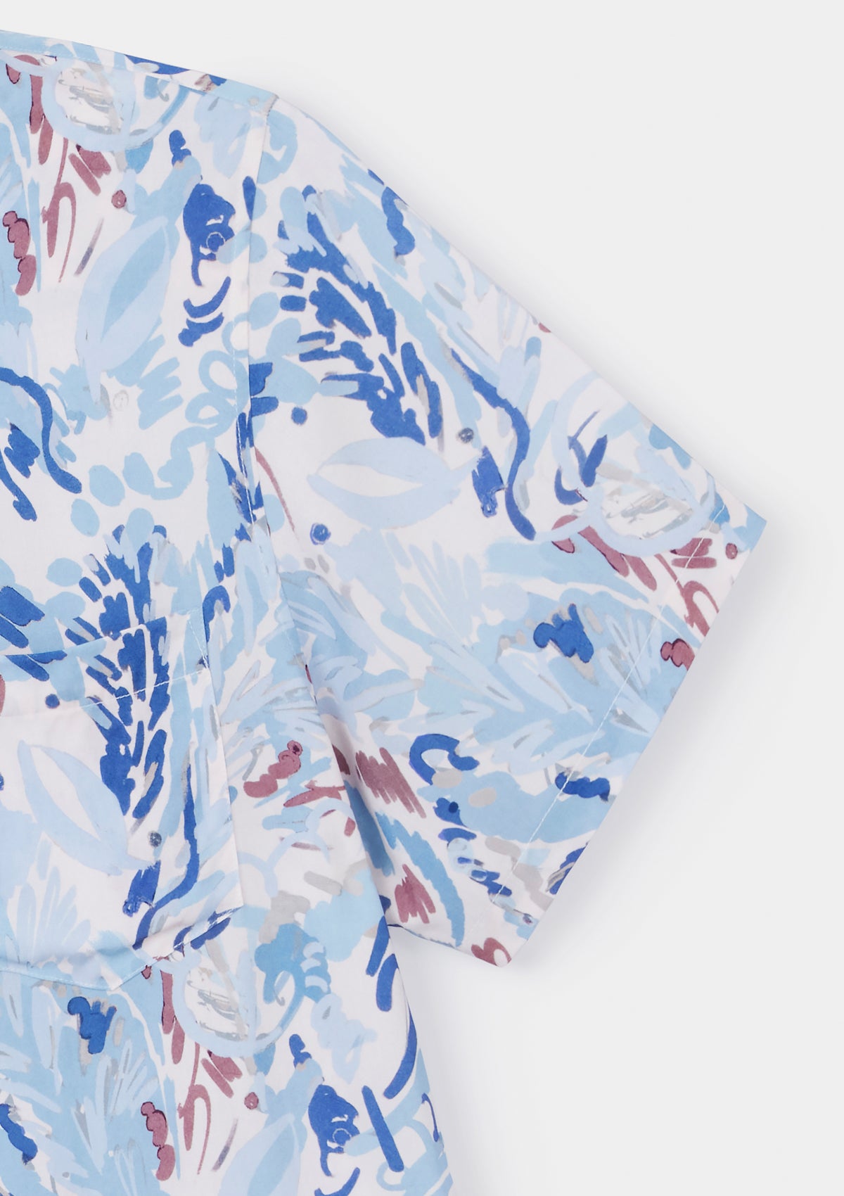 Stylish Pale Blue Expressionist Ecovero™ Cuban Shirt - Eco-Friendly Men's Casual Wear for Summer Beach & Tropical Vacations