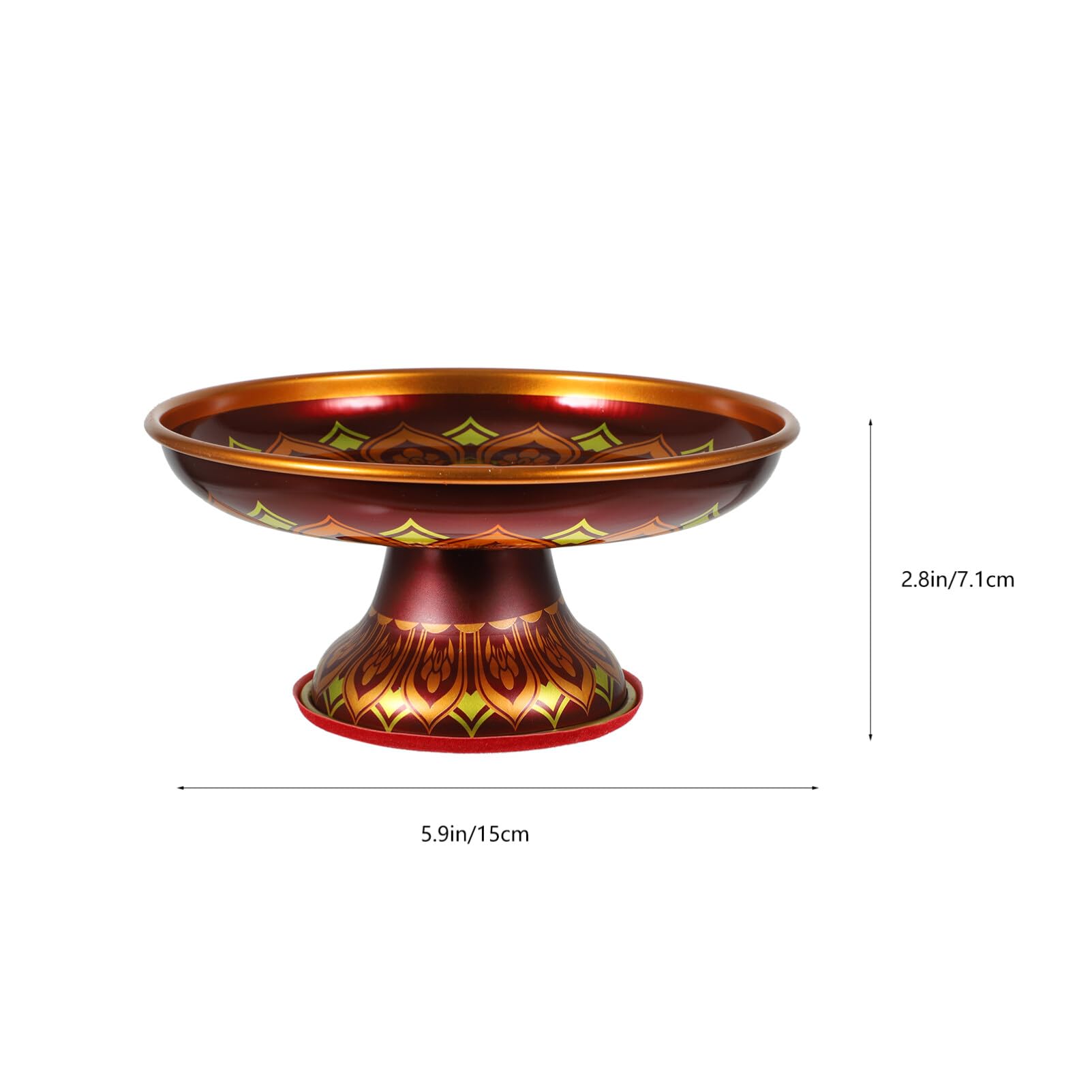 PRETYZOOM Buddhist Offering Bowls - Dark Red Tinplate Fruit & Dessert Tray for Altar Rituals, Incense Smudging, Blessing Ceremonies - Perfect for Home Shrine Decor & Spiritual Practices
