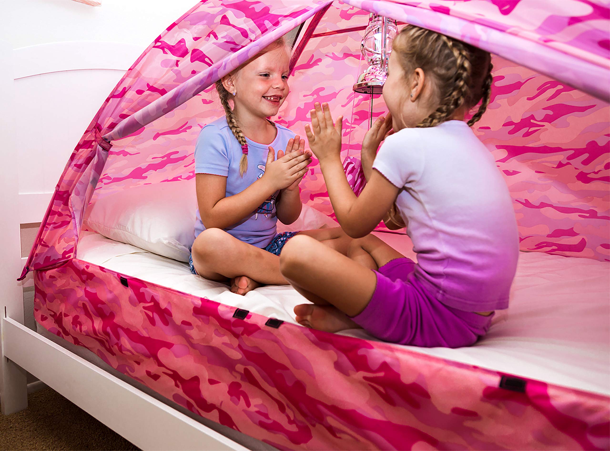 Pacific Play Tents 19781 Kids Pink Camo Bed Tent Playhouse - Twin Size Indoor Play Tent for Girls, Fun Sleepover Fort & Reading Nook for Children's Bedroom