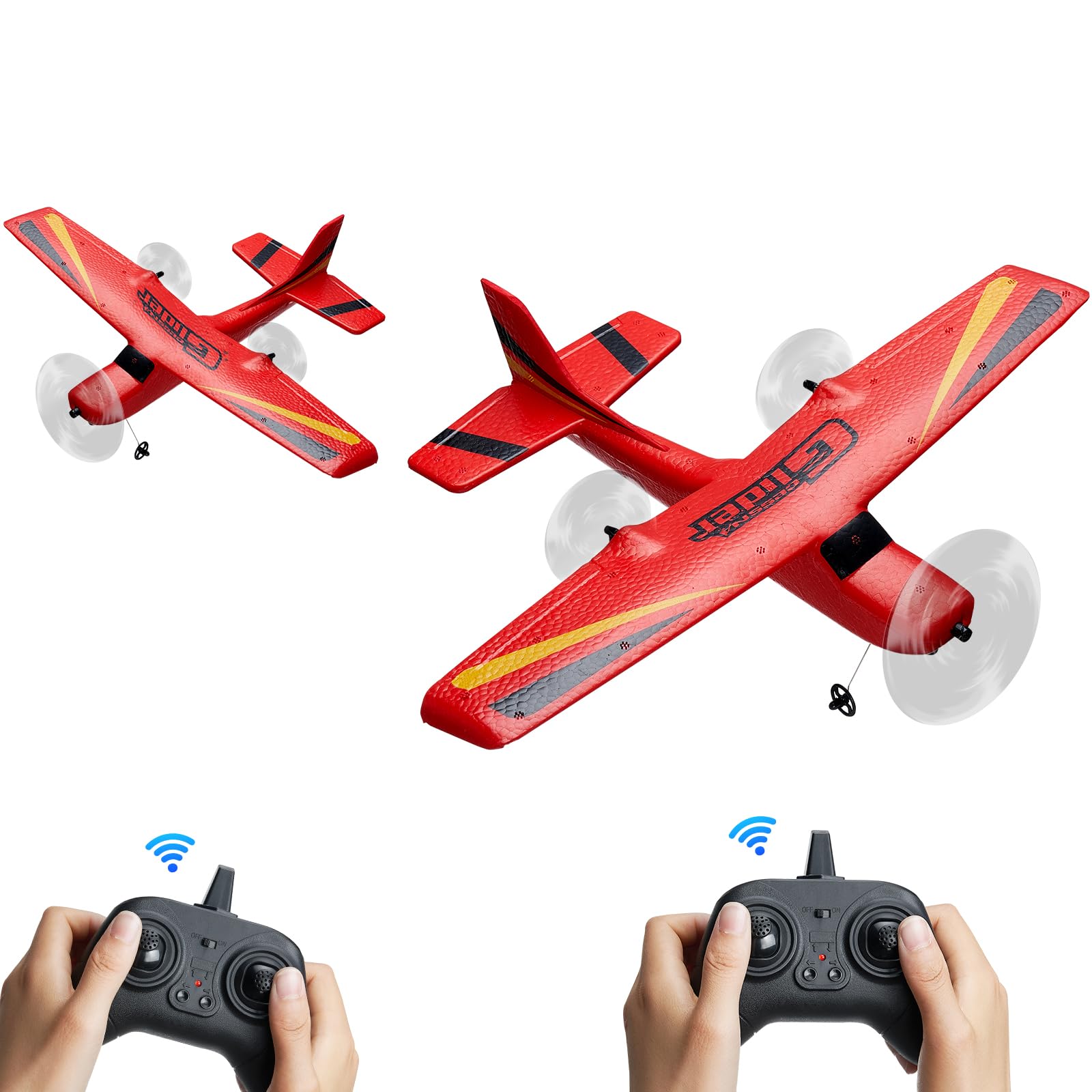 VEVOR 2.4GHz 2CH RC Airplane with 6-Axis Gyro Stabilizer - Ready to Fly Remote Control Glider with 2 Batteries - Best RC Plane Toy for Adults & Kids Beginners - Perfect Birthday & Christmas Gift for Outdoor Flying Fun