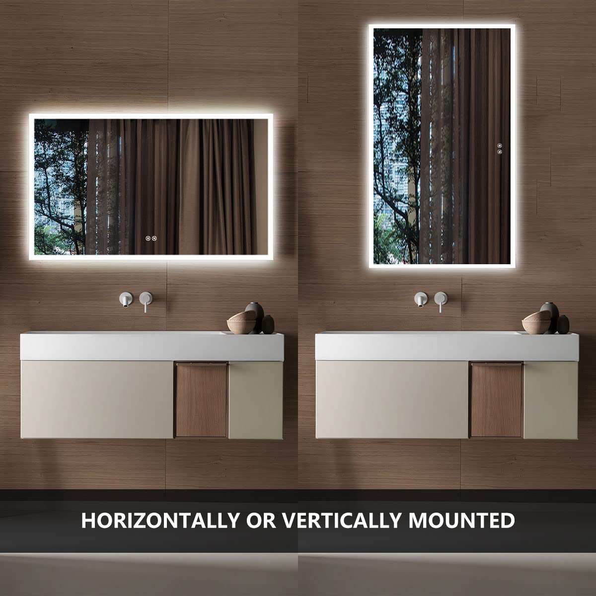 DECORAPORT 60 x 36 Inch LED Bathroom Mirror with Lights - Dimmable Smart Bluetooth Vanity Mirror with Anti-Fog Technology - Perfect for Makeup, Shaving & Home Decor