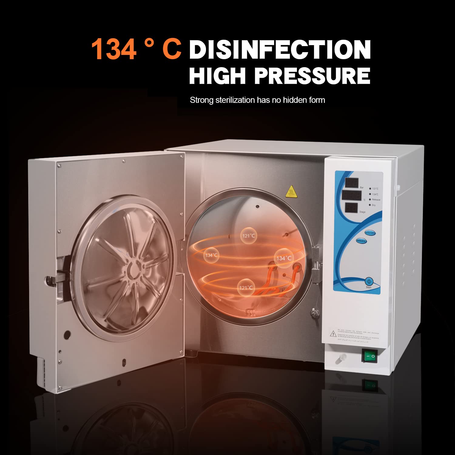 23L Portable Desktop Steam Sterilizer - Stainless Steel Autoclave with Dual Adjustment for Home, Clinic & Salon Use