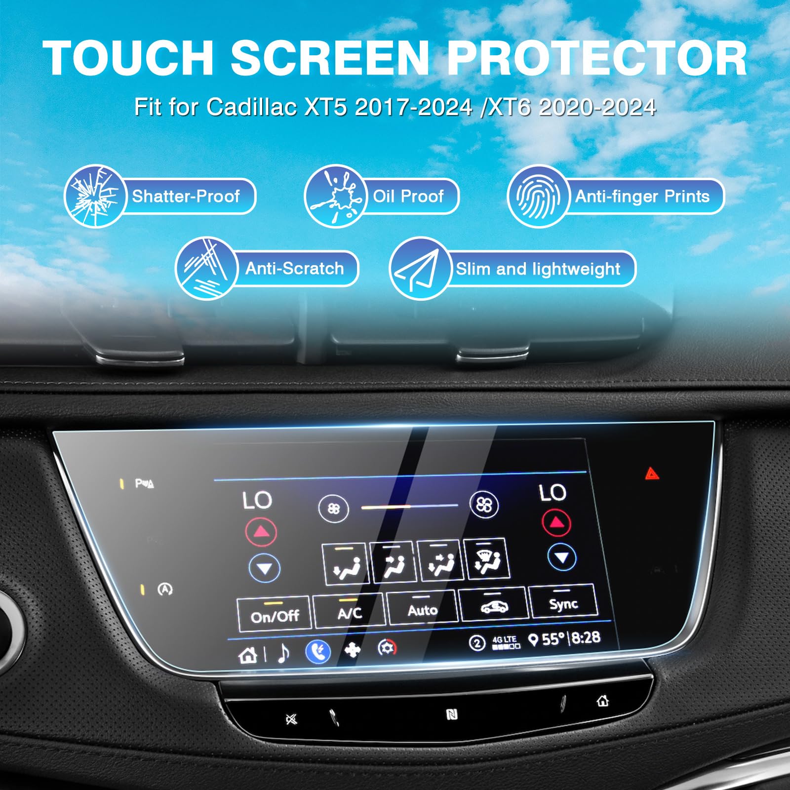 2 Pack Tempered Glass Screen Protector for 2017-2025 Cadillac XT5 & 2020-2025 XT6 - 8