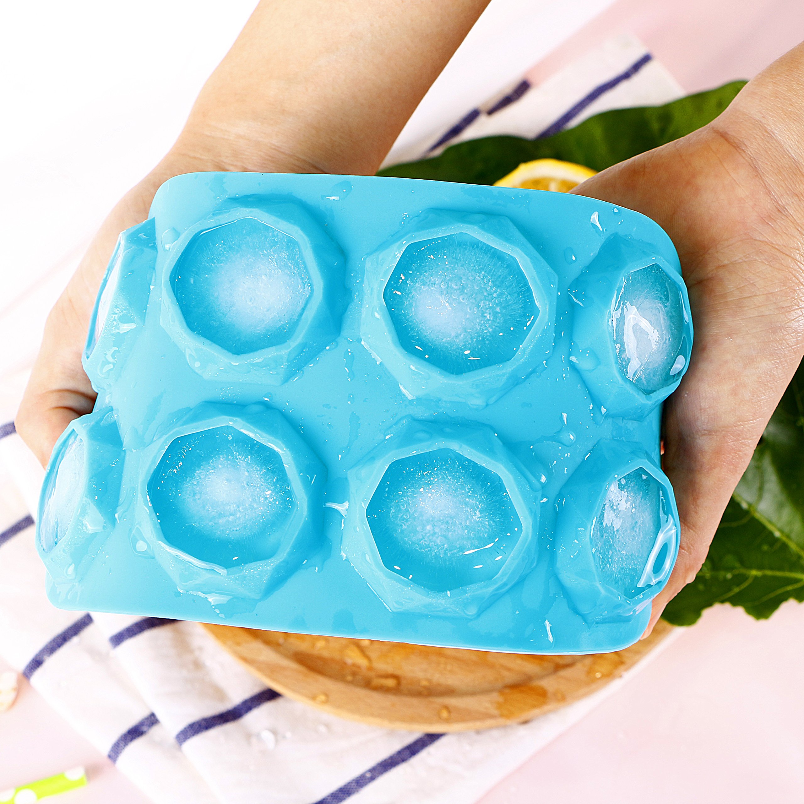 Webake 2 Pack Silicone Ice Cube Trays - Diamond Shape 8 Cavity Reusable Ice Molds for Cocktails, Wax, Resin, Chocolate & Candy Making - Perfect for Home Bars, DIY Crafts & Party Drinks