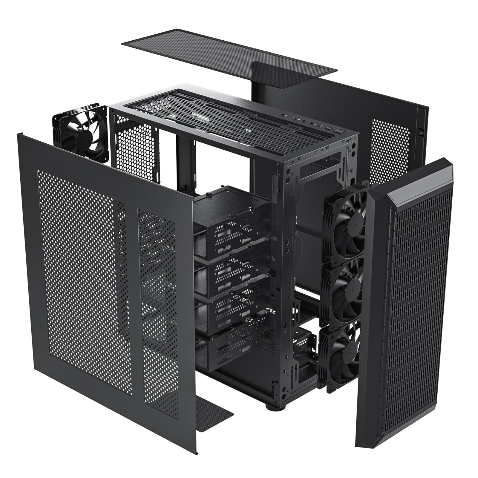 DARKROCK Classico Storage Master ATX NAS Computer Case - Mid Tower PC Case with 4x120mm Fans, USB 3.0, 10 x 3.5