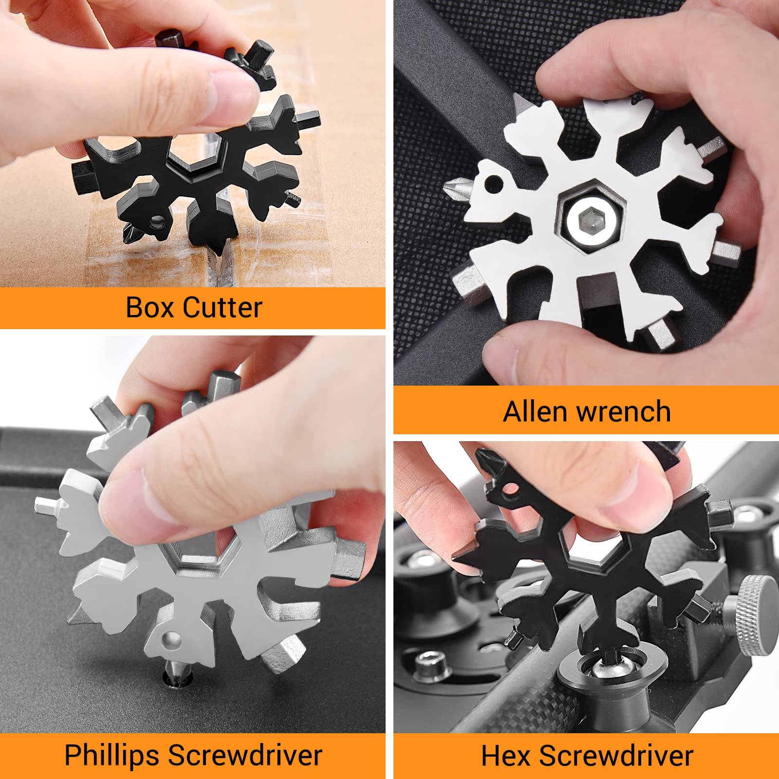 18-in-1 Snowflake Multitool for Men - Perfect Father's Day Gift, Birthday Present for Boyfriend, Husband & Dad - Cool Camping Gadgets & Outdoor Accessories (Great for Hiking, Survival Kits & Everyday Carry)