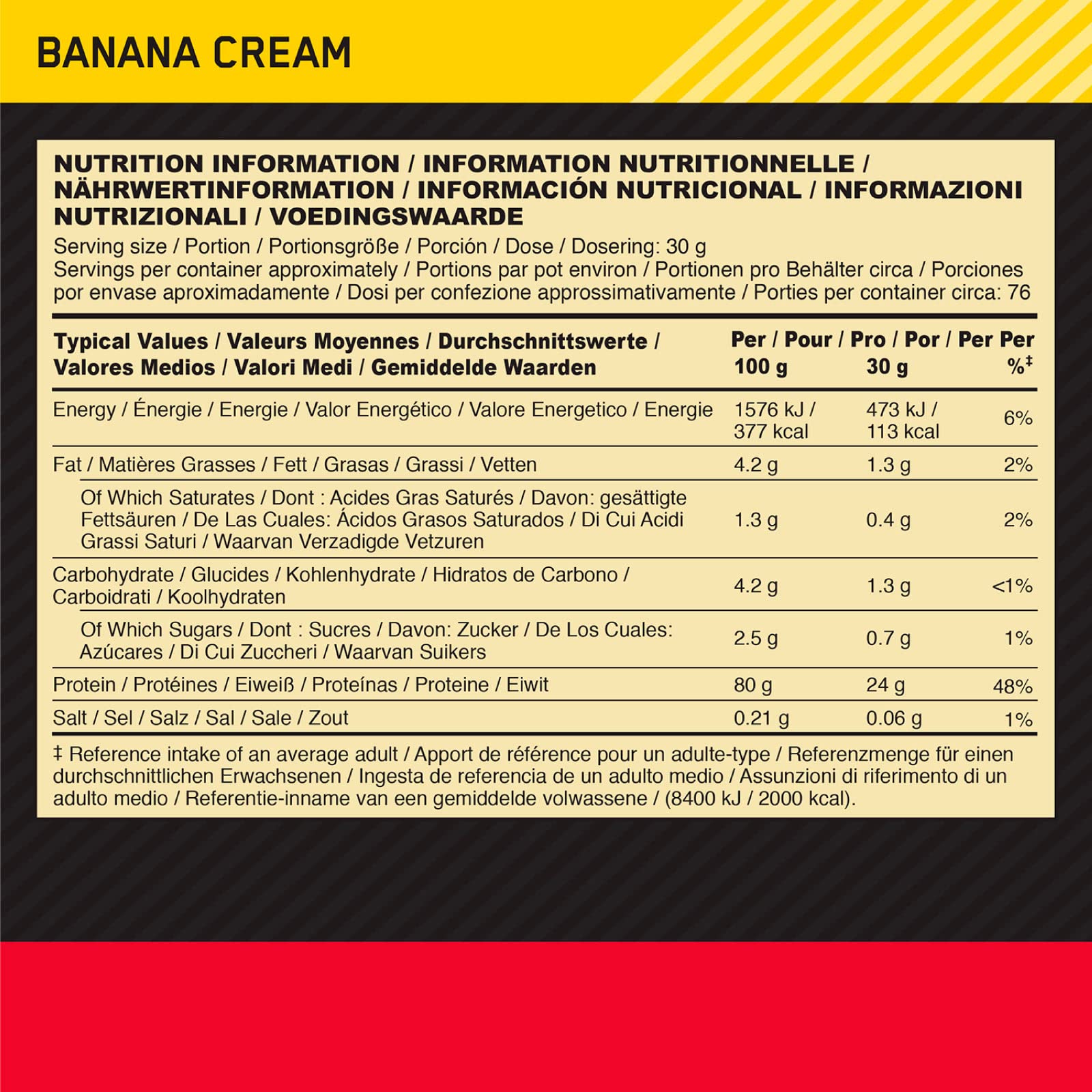Optimum Nutrition Gold Standard 100% Whey Protein Powder - 2.25kg (76 Servings) with Glutamine, BCAA & Natural Amino Acids | Banana Cream Flavor for Muscle Growth, Recovery & Performance | Ideal for Post-Workout, Gym, Fitness & Bodybuilding