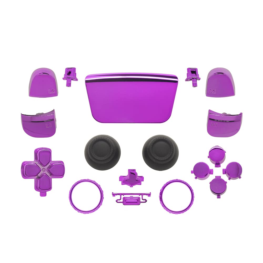 PS5 Controller Accessories Set - Chrome Pink Replacement Buttons, D-Pad, Triggers, Thumbsticks & Shell with Accent Rings for Playstation 5 - Enhance Your Gaming Experience for Competitive Play & Custom Style