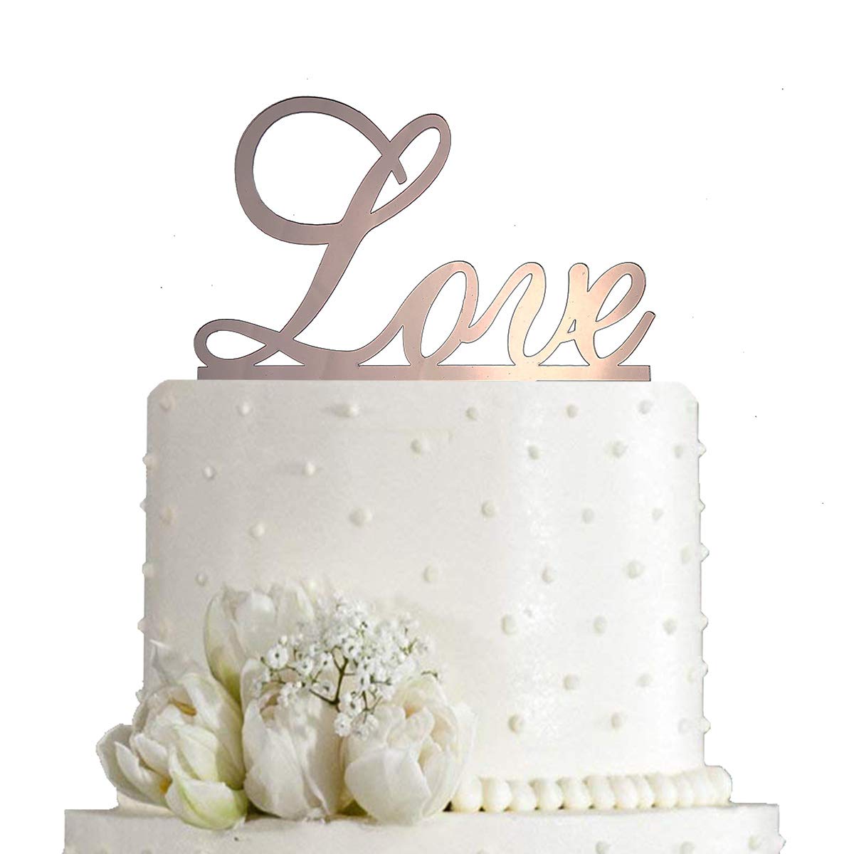 Love Cake Topper - Elegant Mirror Rose Gold Acrylic Wedding Cake Decor for Engagement, Bridal Shower, Anniversary, Birthday & Bachelorette Parties | Perfect for Romantic Celebrations & Special Occasions