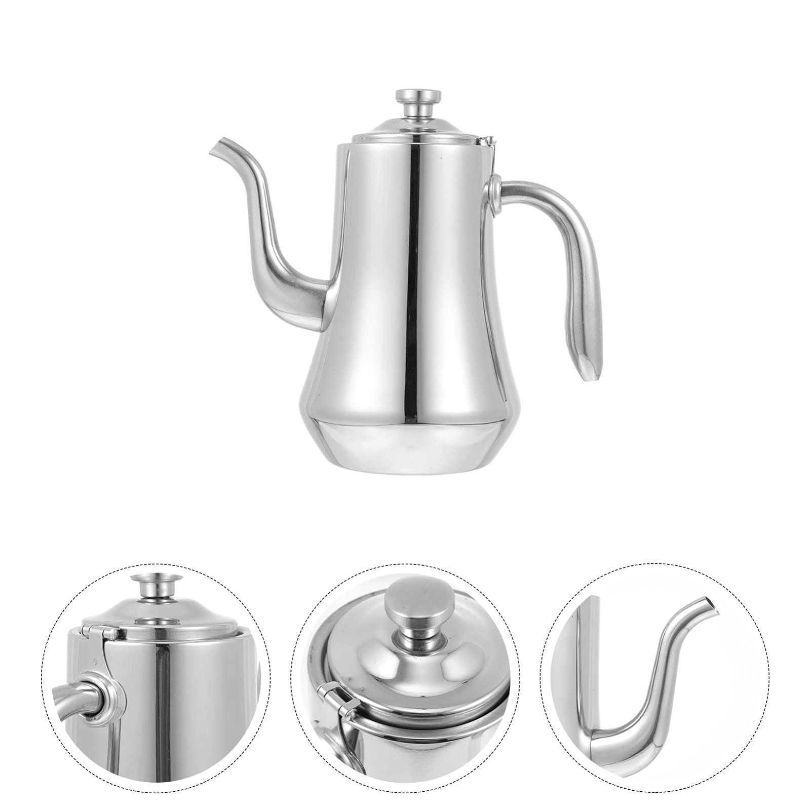 Hemoton 1Pc Stainless Steel Gooseneck Kettle - Stovetop Teapot, Espresso Pour Over Coffee Maker, Oil & Vinegar Dispenser, Milk Jug for Home Kitchen & Barista Use - Perfect for Coffee Brewing, Tea Making & Cooking Oil Pouring