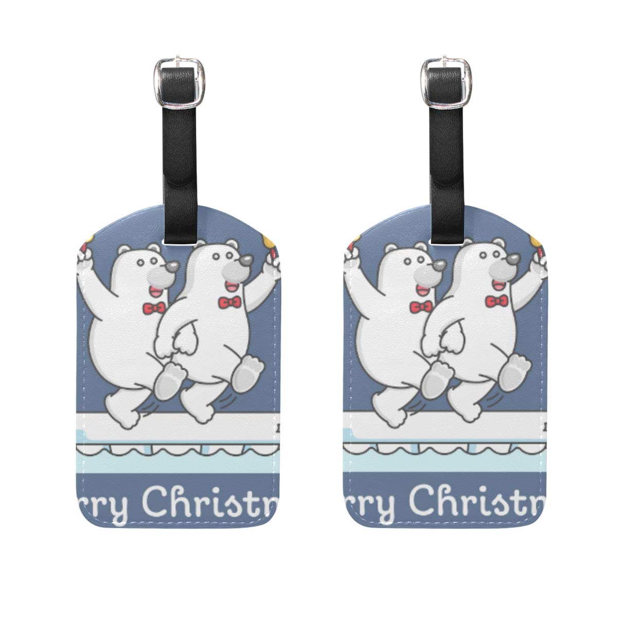 Polar Bear Dancing Luggage Tags - 2pcs Waterproof Suitcase Baggage Labels for Travel, Cruise & Airports | Cute & Durable Identification for Kids & Adults