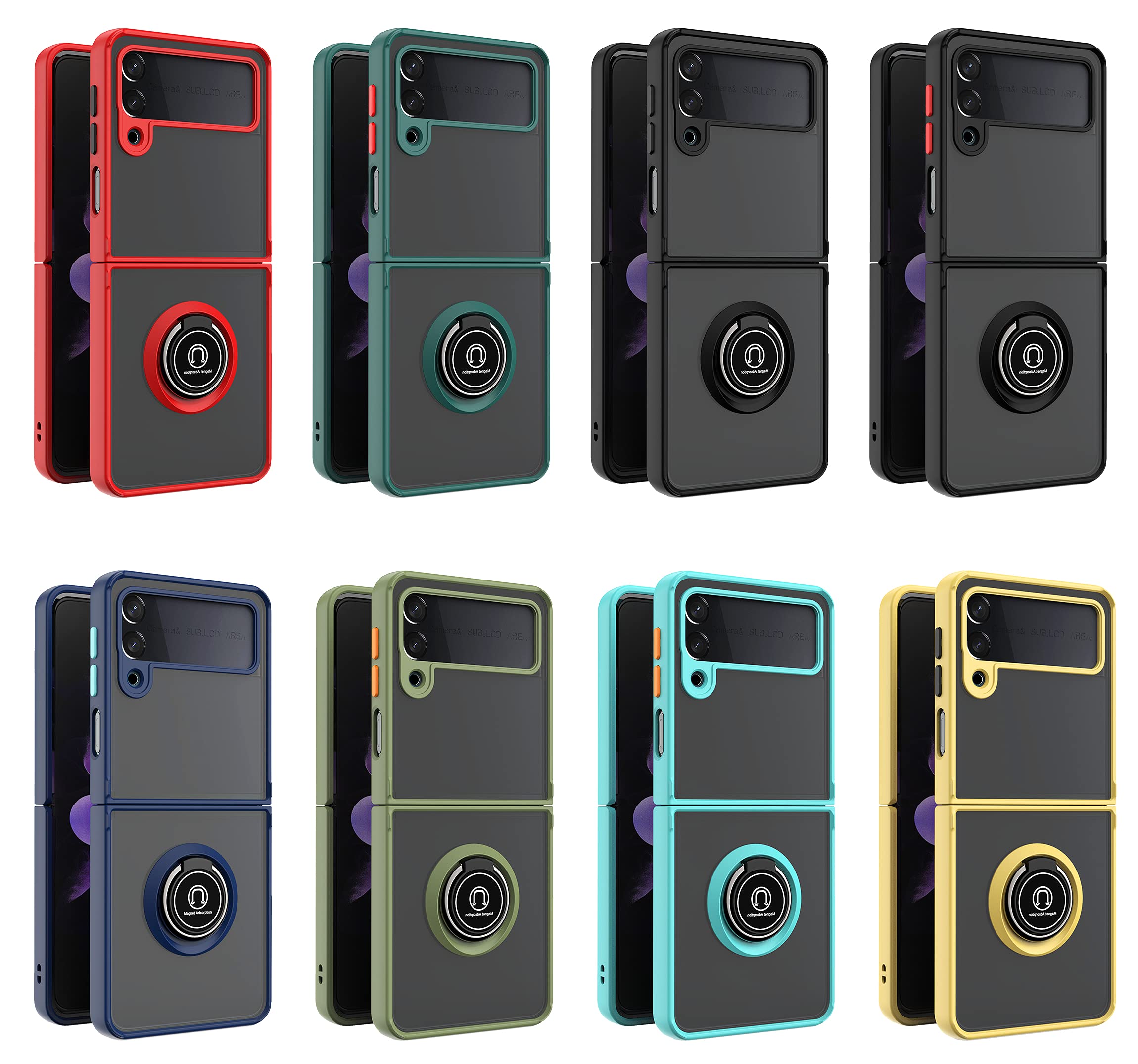 Samsung Galaxy Z Flip 3 5G Case (2021) - 360° Rotating Ring Kickstand, Shockproof Protective Bumper Cover | Perfect for Everyday Use, Travel & Outdoor Activities