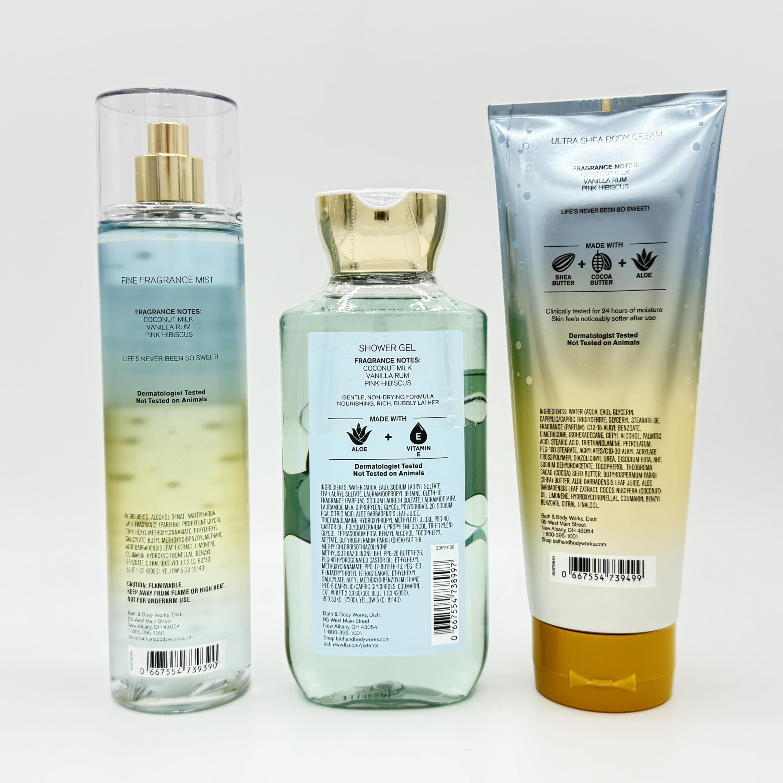 Fresh Coconut Colada 3-Piece Bath & Body Set - Fragrance Mist, Shower Gel & Ultra Shea Body Cream | Tropical Spa Day at Home, Beach Vacation Essential, Relaxing Self-Care Gift