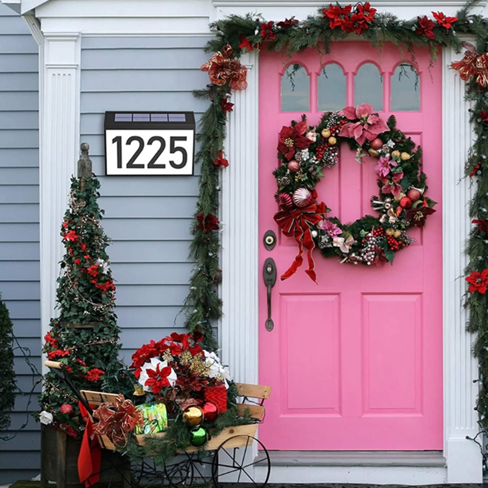 Solar Powered LED House Number Plaque - Illuminated Address Sign for Wall Mounting, Outdoor Garden & Street Lighting (Set of 3) - Perfect for Nighttime Visibility and Home Security