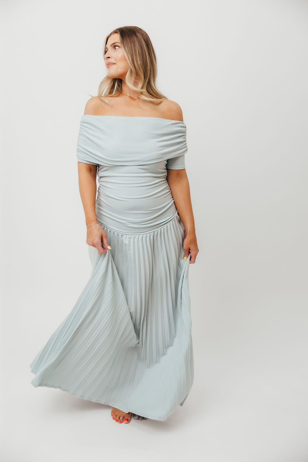 Lennox Maxi Dress in Dusty Blue - Flowy Long Summer Dress for Women, Beach Wedding & Vacation Outfit