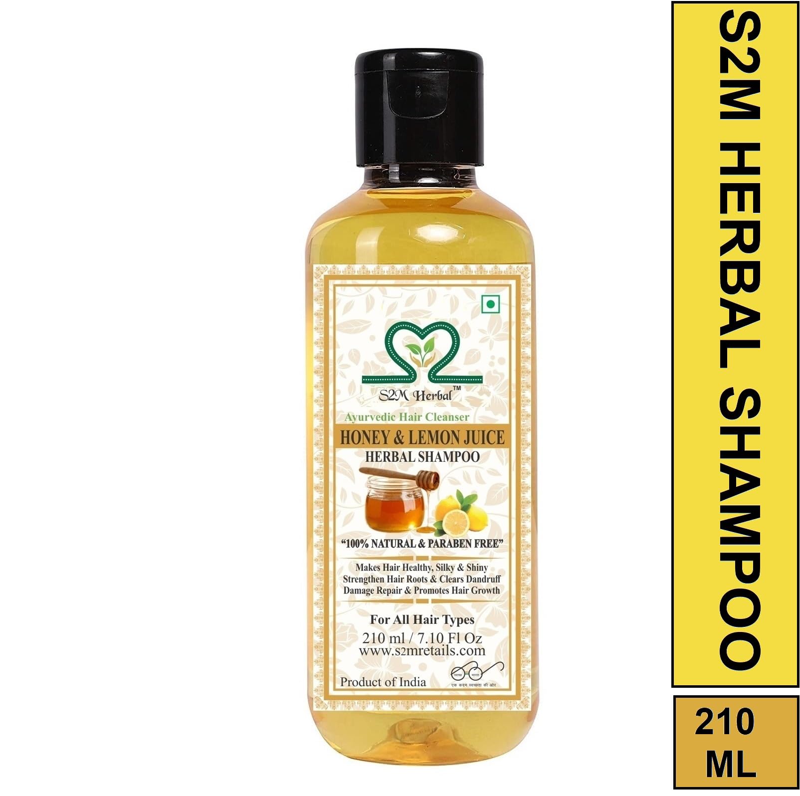 Herbigiri Herbal Honey & Lemon Juice Shampoo - 64oz for Dry & Damaged Hair - Natural Hair Care with Honey Extract & Lemon - Sulfate Free & Paraben Free - For Daily Use & Scalp Nourishment