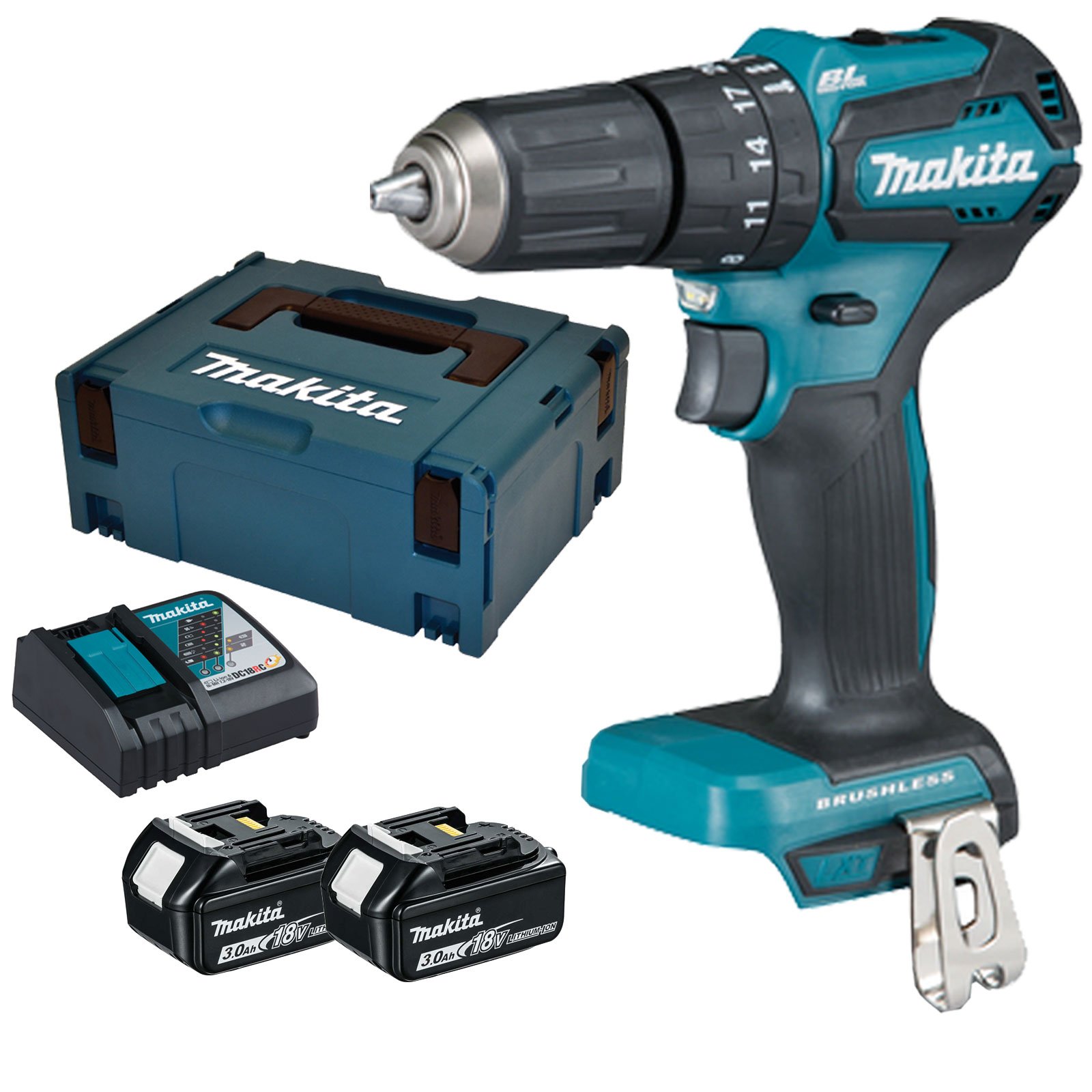 Makita DHP483RFJ 18V Cordless Hammer Drill with Lithium-Ion Battery - Powerful & Lightweight for DIY Projects, Home Repairs, and Professional Construction Work
