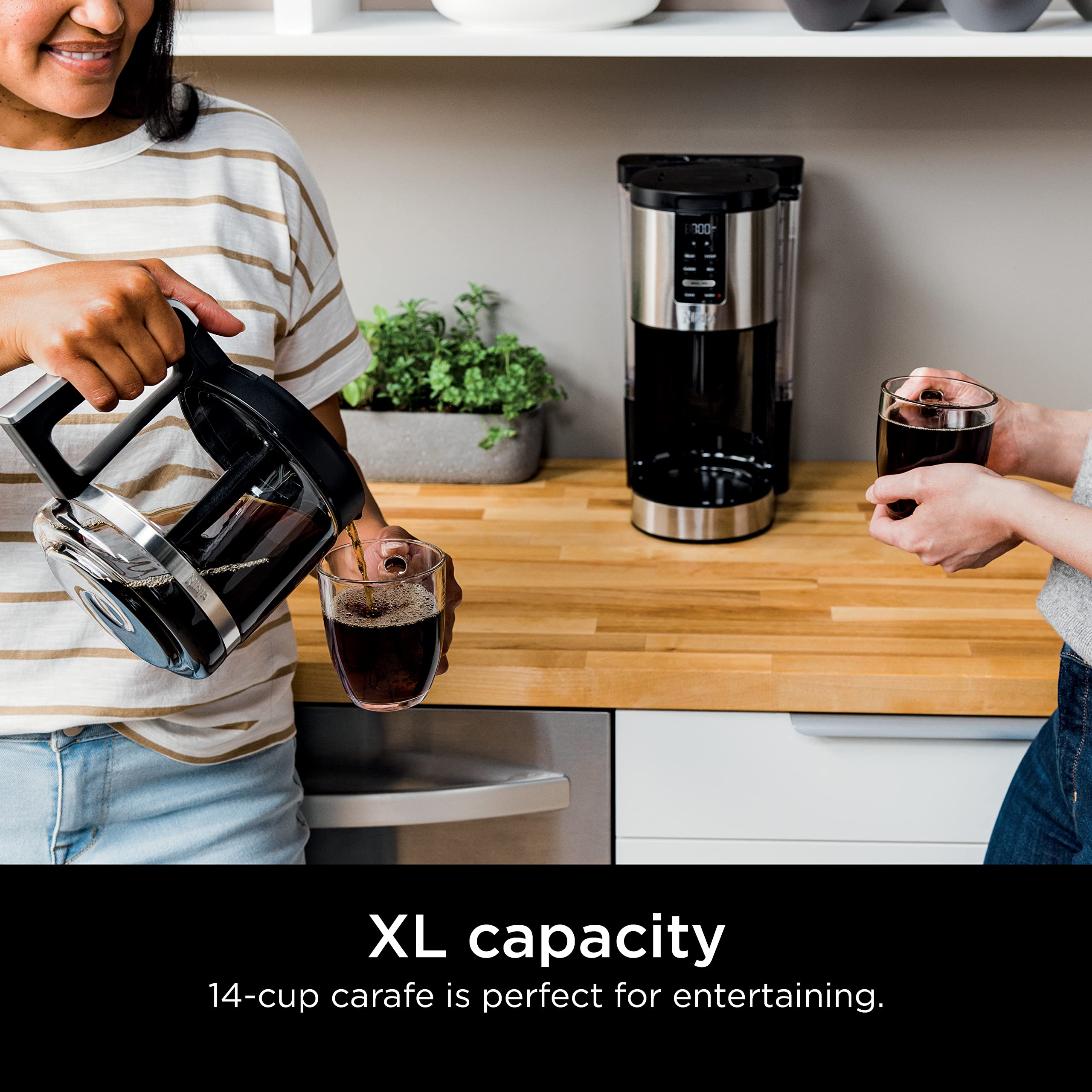 Ninja DCM200C Programmable XL 14-Cup Coffee Maker with Permanent Filter - Stainless Steel Silver - 14-Cup Glass Carafe - Perfect for Home, Office & Large Gatherings