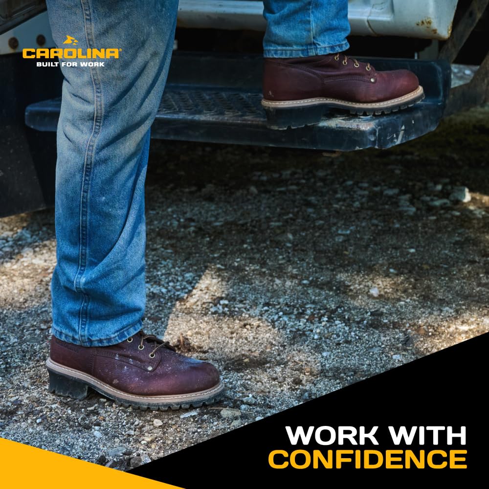Men's Carolina Elm 8-Inch Unlined Logger Work Boots - Genuine Leather Upper, Comfort Pillow Cushion Footbed, Oil & Slip Resistant Welted Outsole, EH Rated - Perfect for Construction, Logging & Outdoor Work