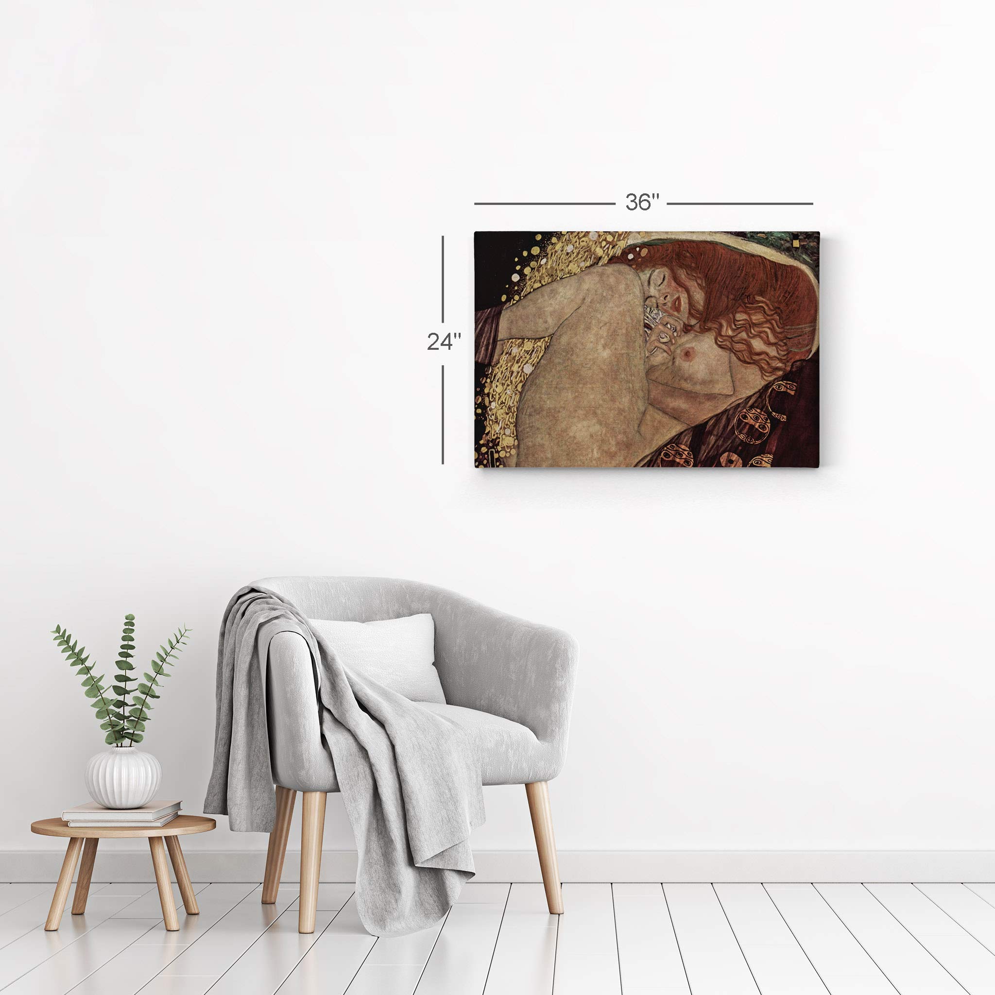 Gustav Klimt Danaë Canvas Wall Art Print - Famous Oil Painting Reproduction - Modern Fine Art Home Decor - Ready to Hang (24x36) - Perfect for Living Room, Bedroom & Office Decoration - Made in USA