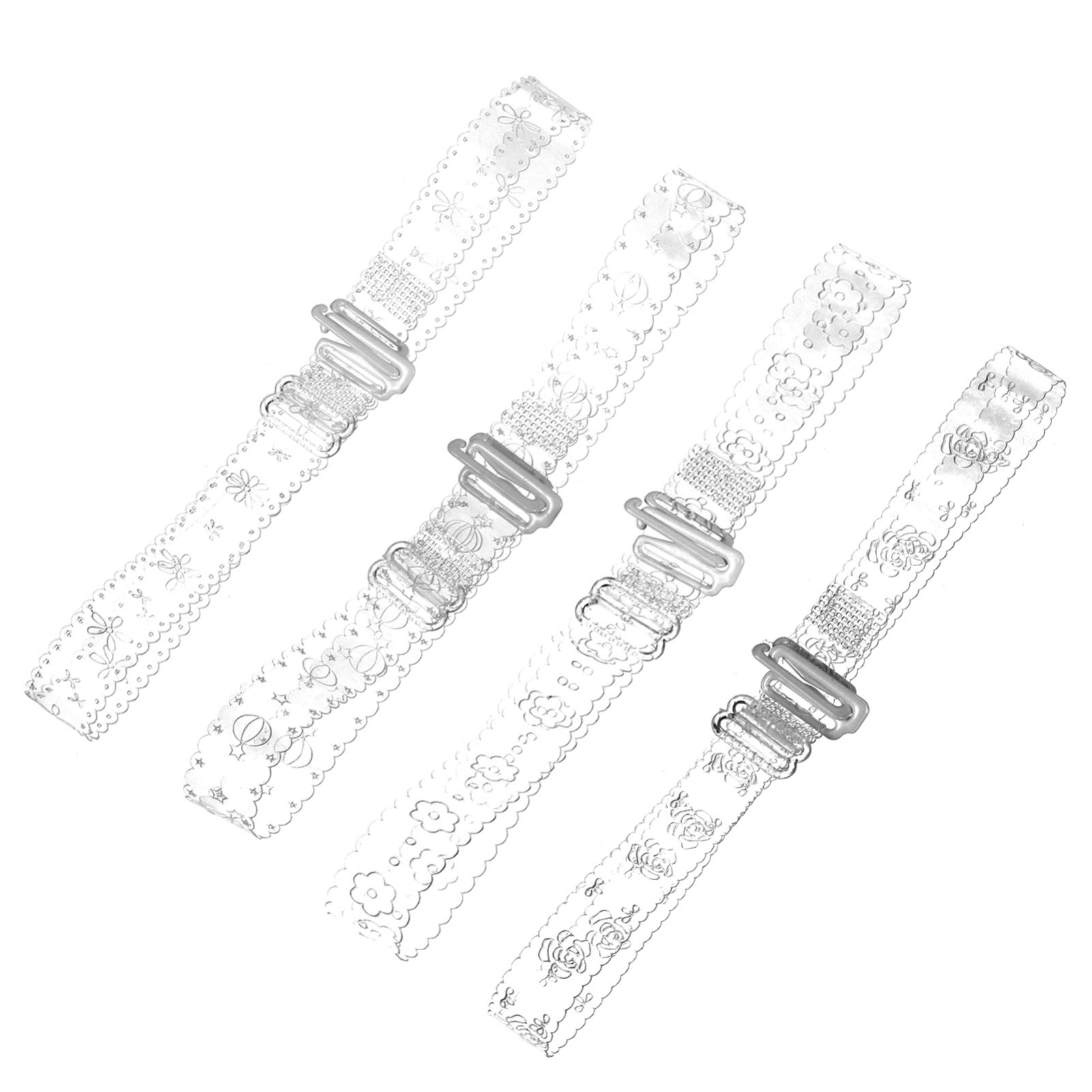PRETYZOOM Adjustable Transparent Invisible Bra Straps for Women - 4 Pairs Removable Bra Strap Set - Perfect for Tanks, Dresses & Off-Shoulder Tops
