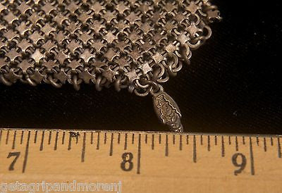 Antique G SILVER German Victorian Chain Mail Mesh Change Purse - Vintage Coin Pouch for Costume, Wedding & Historical Reenactment