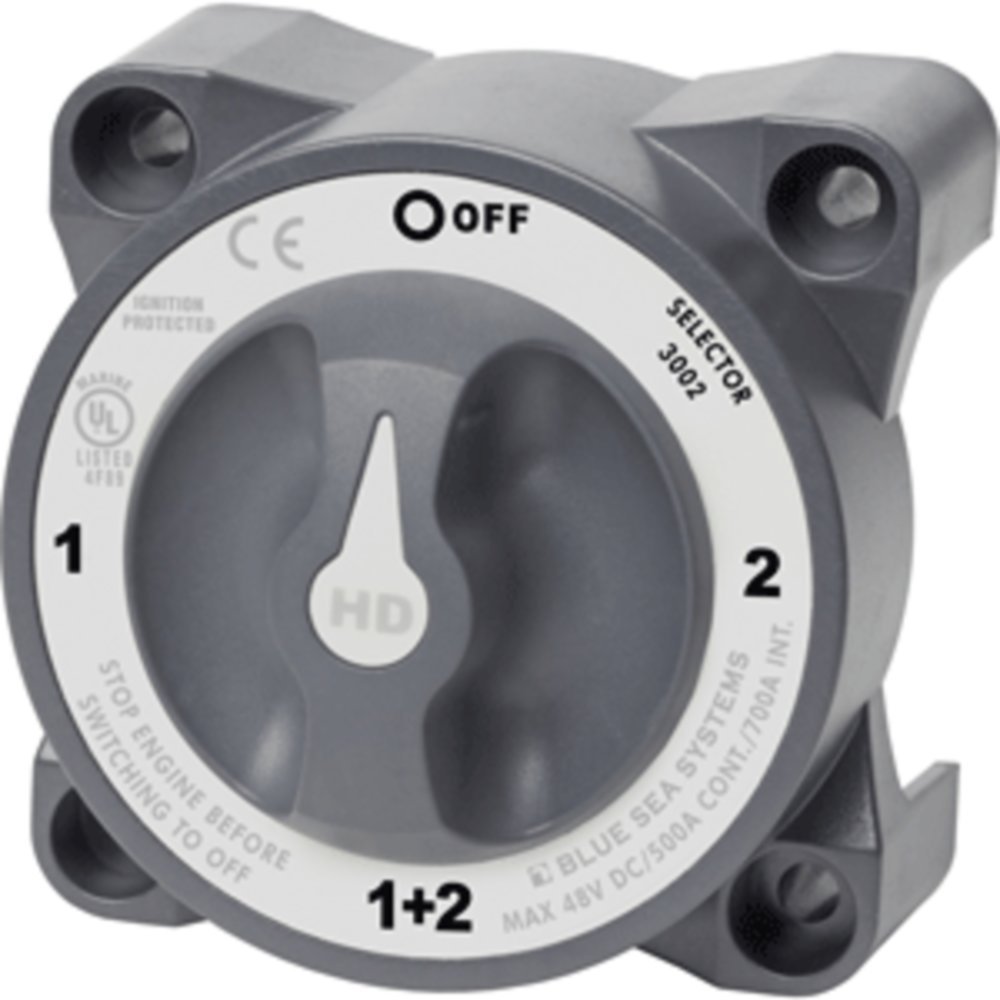 Blue Sea 3002 HD-Series Battery Switch Selector - Heavy Duty Marine Battery Disconnect Switch for Boats, RVs & Off-Grid Power Systems - Perfect for Dual Battery Setup & Electrical Safety