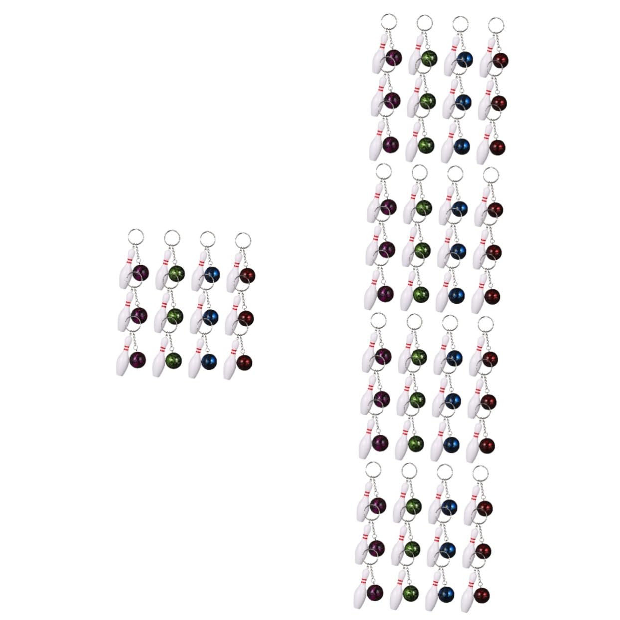 SUPVOX 60 Pcs Mini Bowling Keychains - Sports Themed Key Rings with Bowling Pendants, Lovely Hanging Keychains for Gifts, Party Favors, and Bag Decorations
