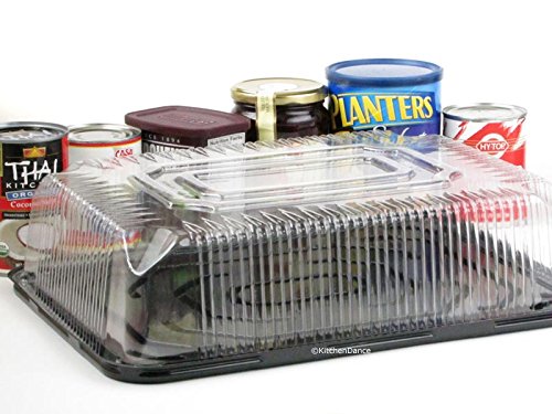 KitchenDance D&W Fine Pack 1/4 Sheet Plastic Cake Carrier with Low Dome - 50 Count Bulk Food Storage Container for Cakes, Pastries & Desserts Display - Ideal for Bakeries, Cafes & Catering Events (G83)