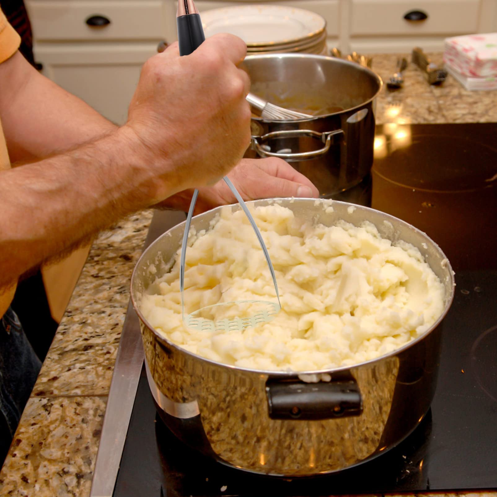 1pc Stainless Steel Potato Masher - Manual Hand Press Tool for Mashing Potatoes, Vegetables - Durable Kitchen Gadget for Smooth Puree, Baby Food & Baking - Perfect for Home Cooking, Restaurants & Meal Prep