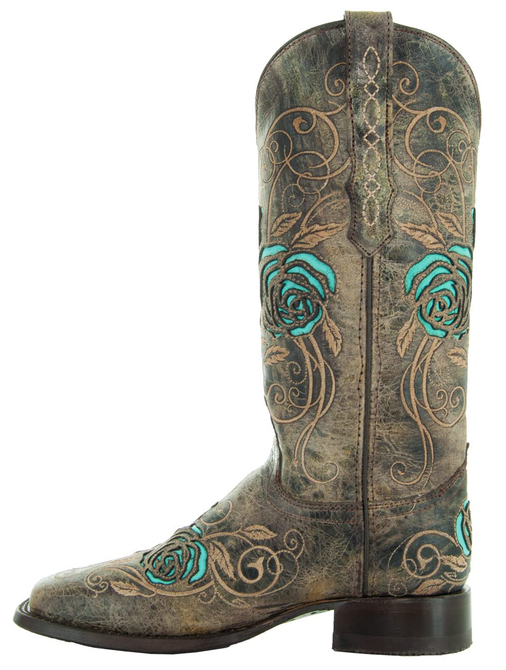 Soto Boots Turquoise Rose Country Cowgirl Boots for Women - Western Style Ankle Boots with Floral Embroidery (M50032) - Perfect for Line Dancing, Rodeos & Country Music Festivals