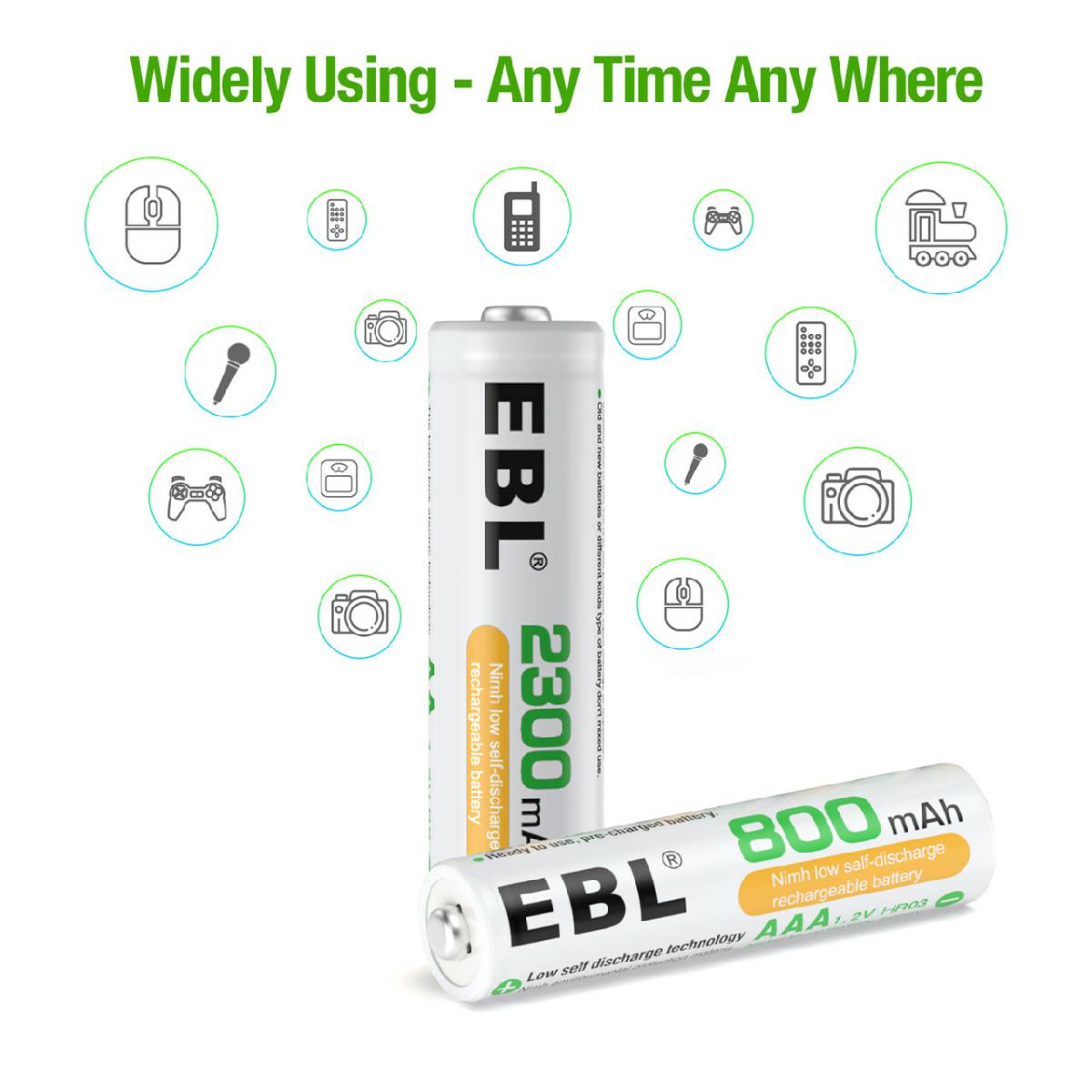 EBL AA AAA Rechargeable Batteries 16-Pack with USB Charger - High Capacity NiMH Batteries for Cameras, Toys, Flashlights & More - Long Lasting Power Solution