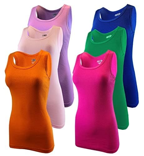 SUMONA Women's Ribbed Tank Tops - 6 Pack Soft Stretchy Sleeveless Shirts for Casual Wear, Layering & Summer Outfits