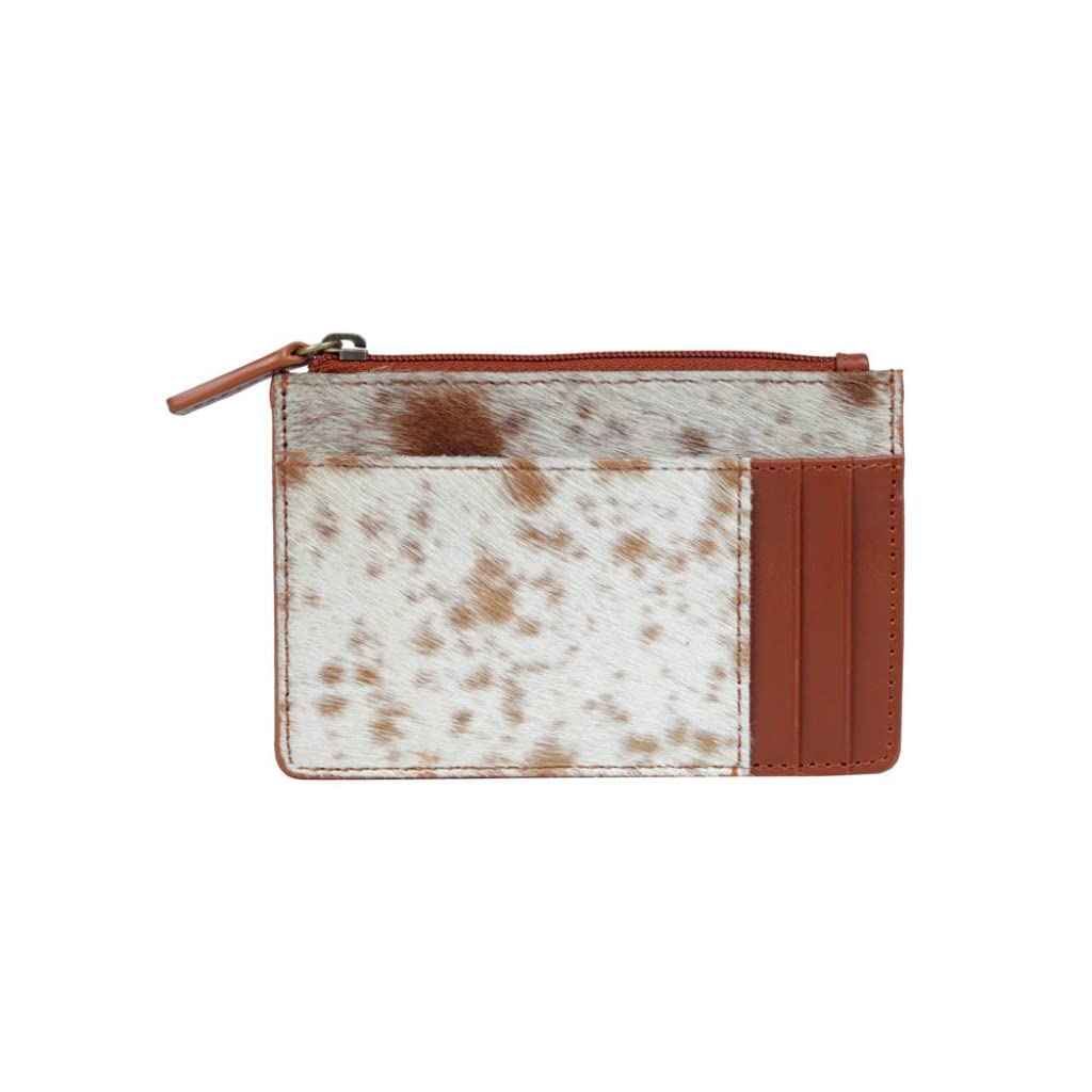Myra Bag Women's Small Leather Wallet - Genuine Cowhide Hairon & Leather Credit Card Holder, Slim RFID Blocking Wallet for Women (Ivory & Caramel Brown) | Perfect for Everyday Use, Travel & Gift Giving