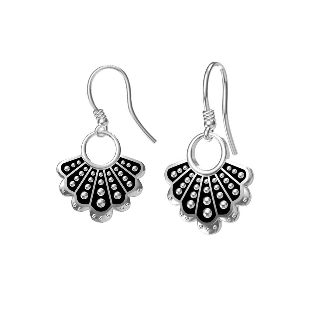 SIMONLY RBG Dissent Collar Earrings - 925 Sterling Silver Drop & Stud Earrings - Ruth Bader Ginsburg Inspired Jewelry for Women - Perfect for Courtroom Style, Feminist Gifts & Supreme Court Fan Collections