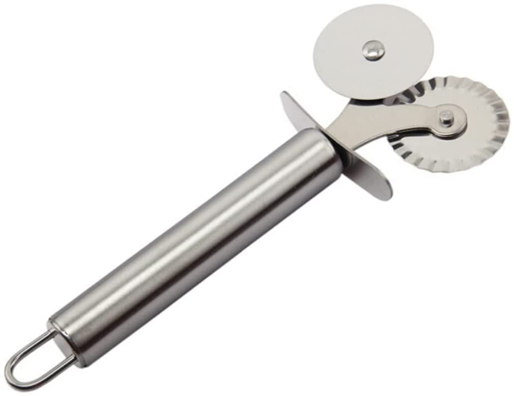 Stainless Steel Double Wheel Pizza Cutter - Professional Kitchen Knife for Pizza Dough, Pasta & Pastry | Portable & Durable Hob Cutter for Home Baking and Restaurant Use