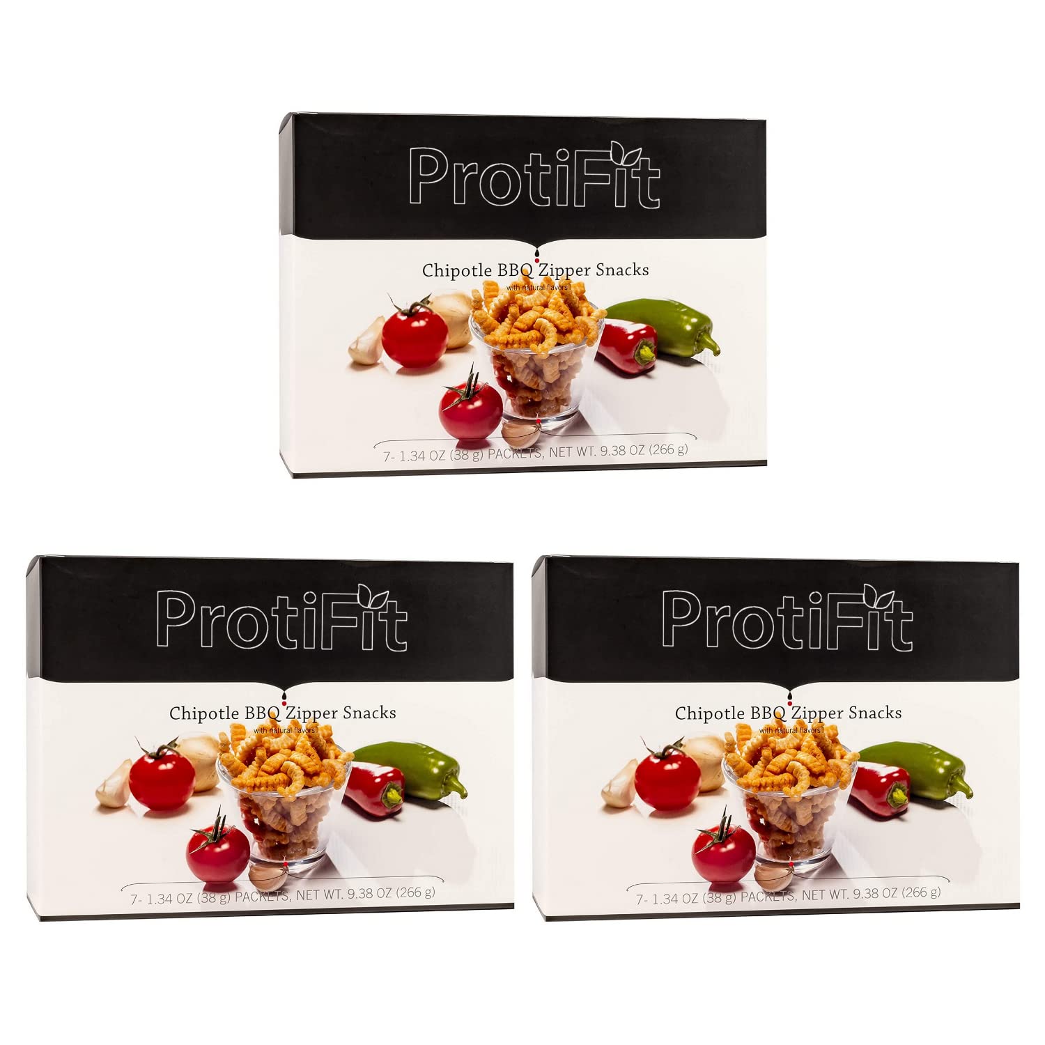 PROTIFIT High Protein Chipotle BBQ Snacks - 3 Pack | 15g Protein, Low Calorie, Low Sugar, Low Fat | Ideal Protein Compatible | Healthy On-the-Go Snack for Workouts, Keto Diet & Weight Loss