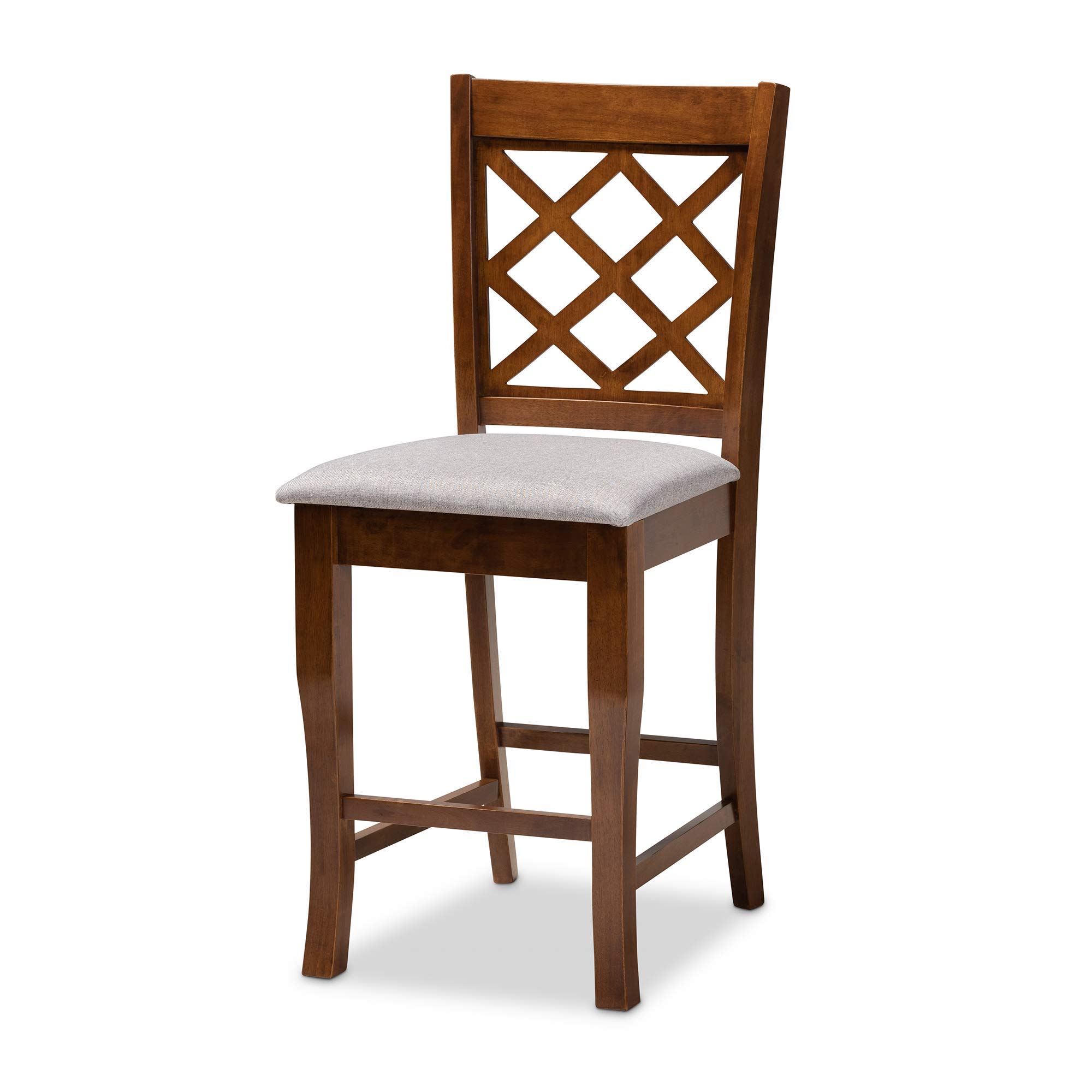 Baxton Studio 3-Piece Grey/Walnut Brown Bar Set with Stools - Modern Counter Height Dining Set for Kitchen, Breakfast Nook & Small Spaces