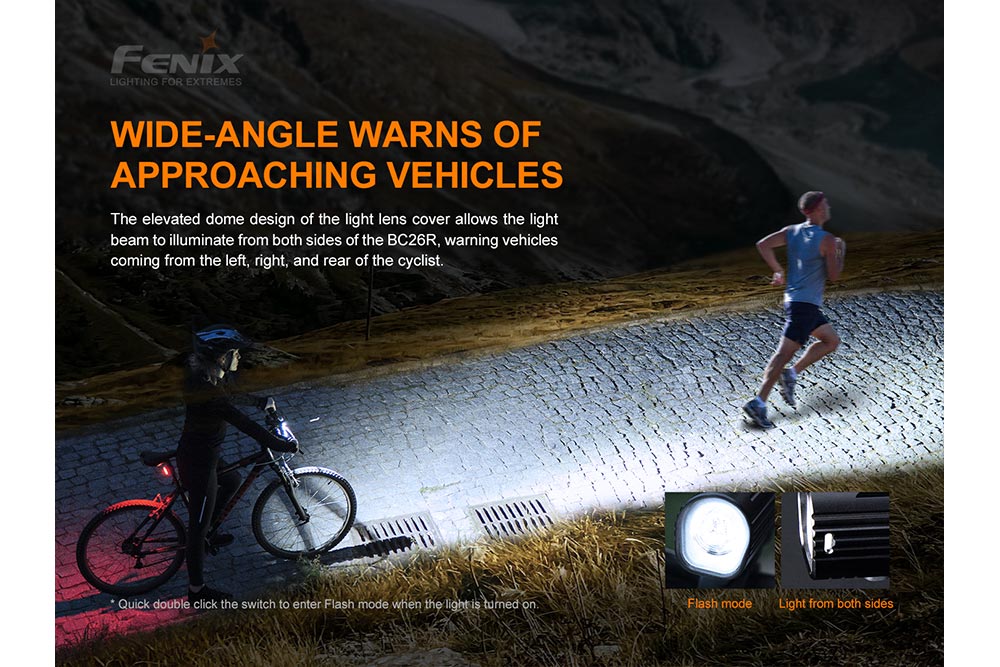 Fenix BC26R 1600 Lumen Rechargeable LED Bike Light with BC05R V2 Tail Light Bundle - High Visibility Cycling Safety for Night Riding & Commuting
