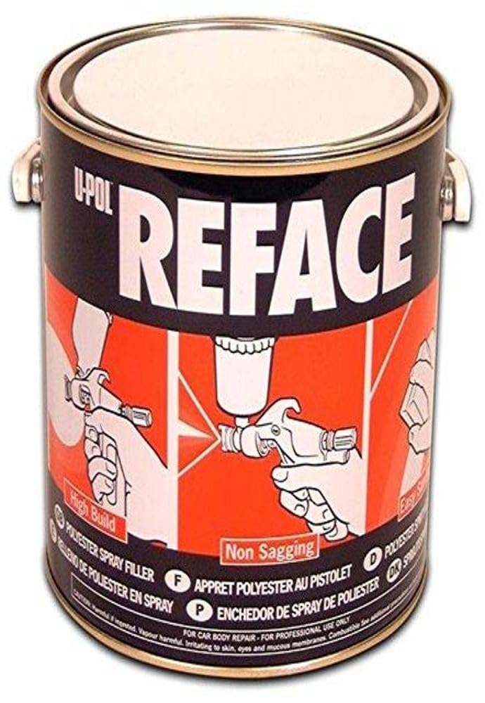 U-Pol 0733 REFACE Polyester Spray Filler - 2.5L (2.6 Qt) Automotive Body Repair Kit for Scratches, Dents & Rust - Professional Car Restoration & DIY Projects