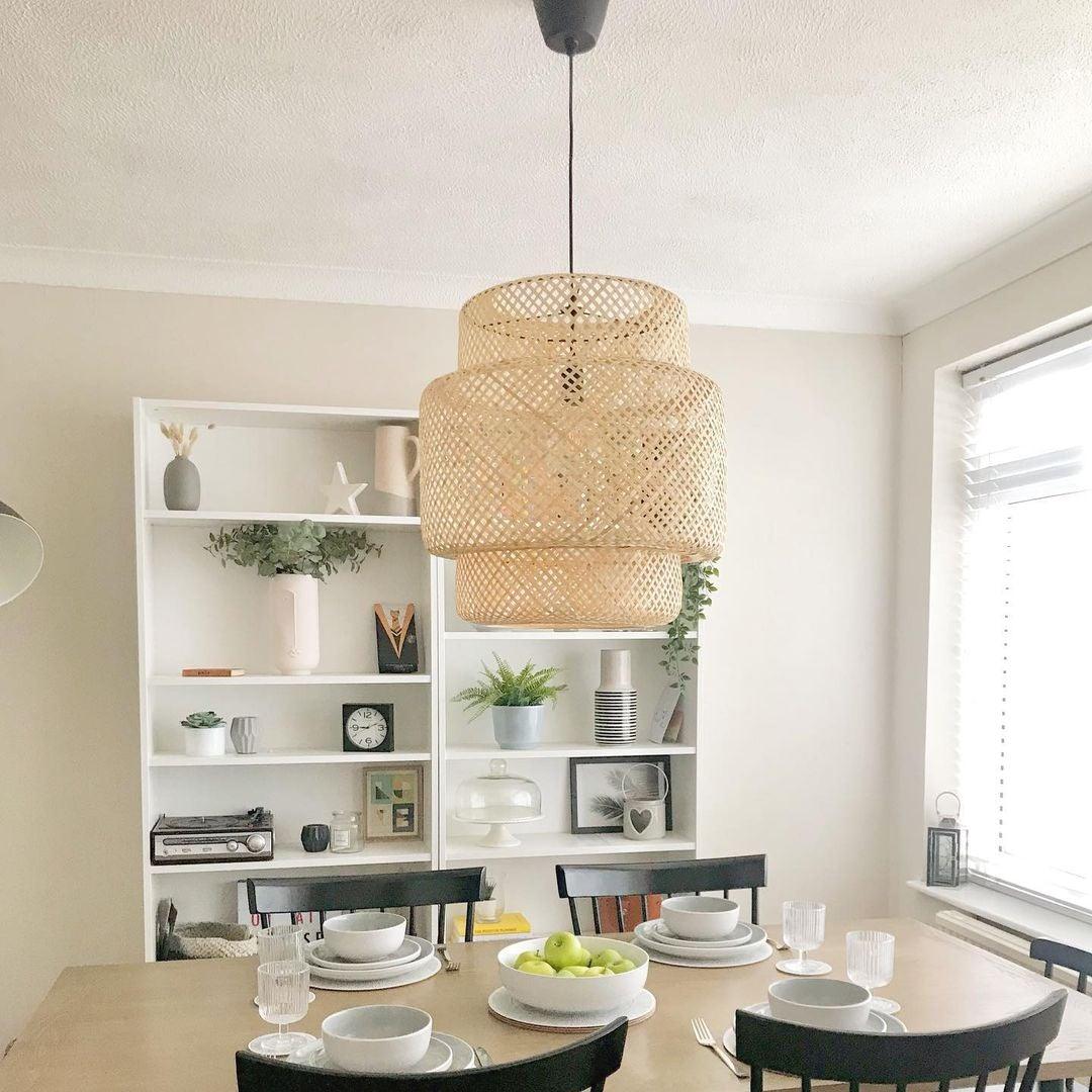 Modern Bamboo Pendant Light Fixture - Handwoven Natural Rattan Hanging Lamp for Kitchen Island, Dining Room & Bedroom Decor - Eco-Friendly Lighting Solution