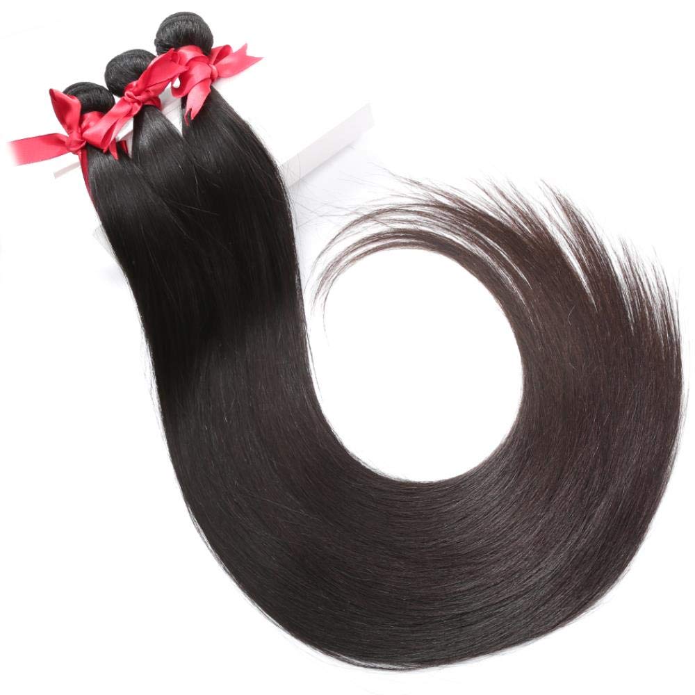 Brazilian Straight 100% Human Hair Weave Bundles - 30/32/36/40 Inch Raw Virgin Hair Extensions (3/4 Bundles, Natural Black) | Perfect for Salon Styling, Daily Wear & Special Occasions