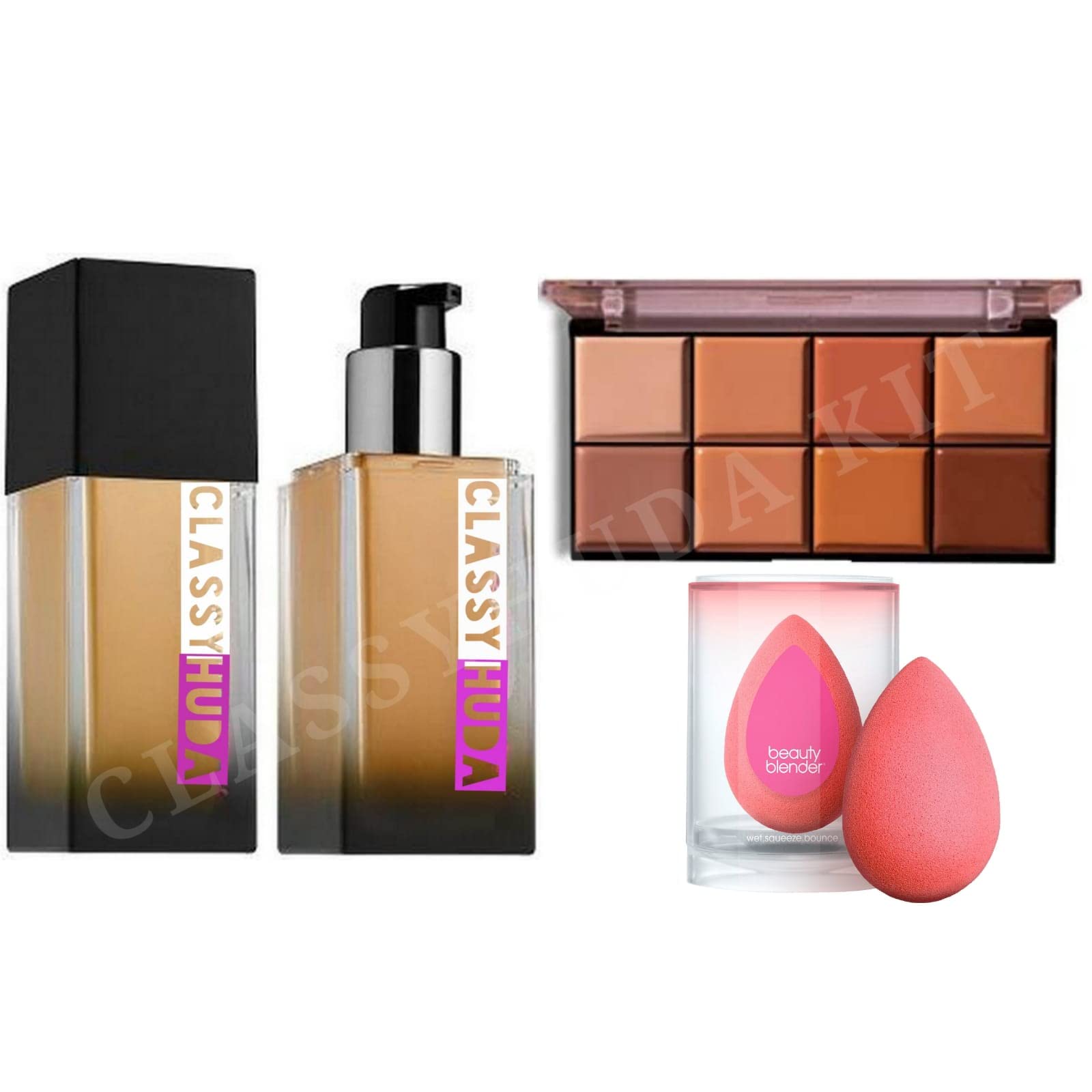 Huda Professional Foundation & Contour Palette - Mini Makeup Kit for Travel & Touch-Ups