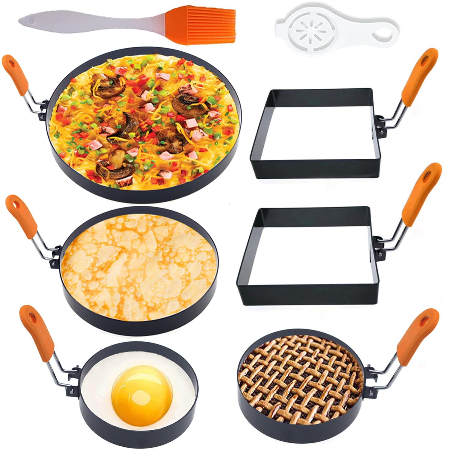 6-Pack Non-Stick Stainless Steel Egg Rings Set - 8