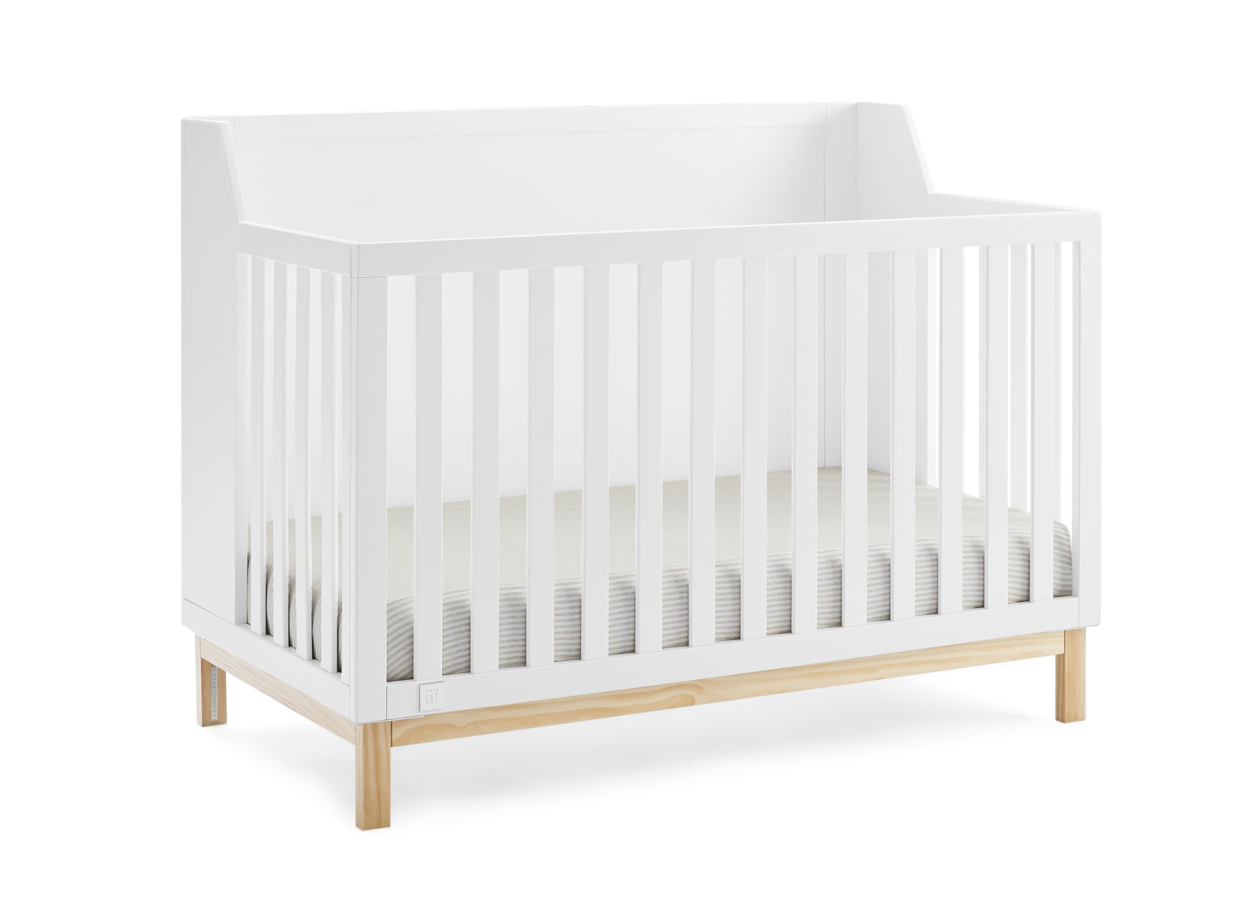 GAP BabyGap Oxford 7-Piece Nursery Furniture Set - Convertible Crib, 6-Drawer Dresser, Changing Table, Mattress & Accessories in Bianca White/Natural - Perfect for Newborn & Toddler Bedrooms