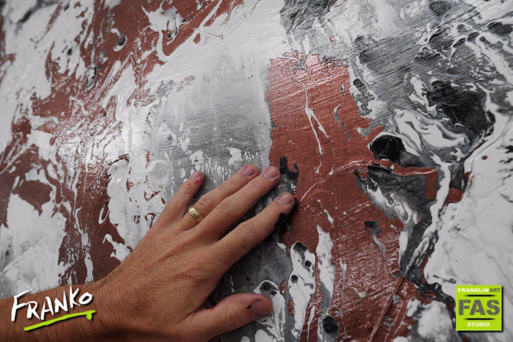Black and White Abstract Copper Painting - 63