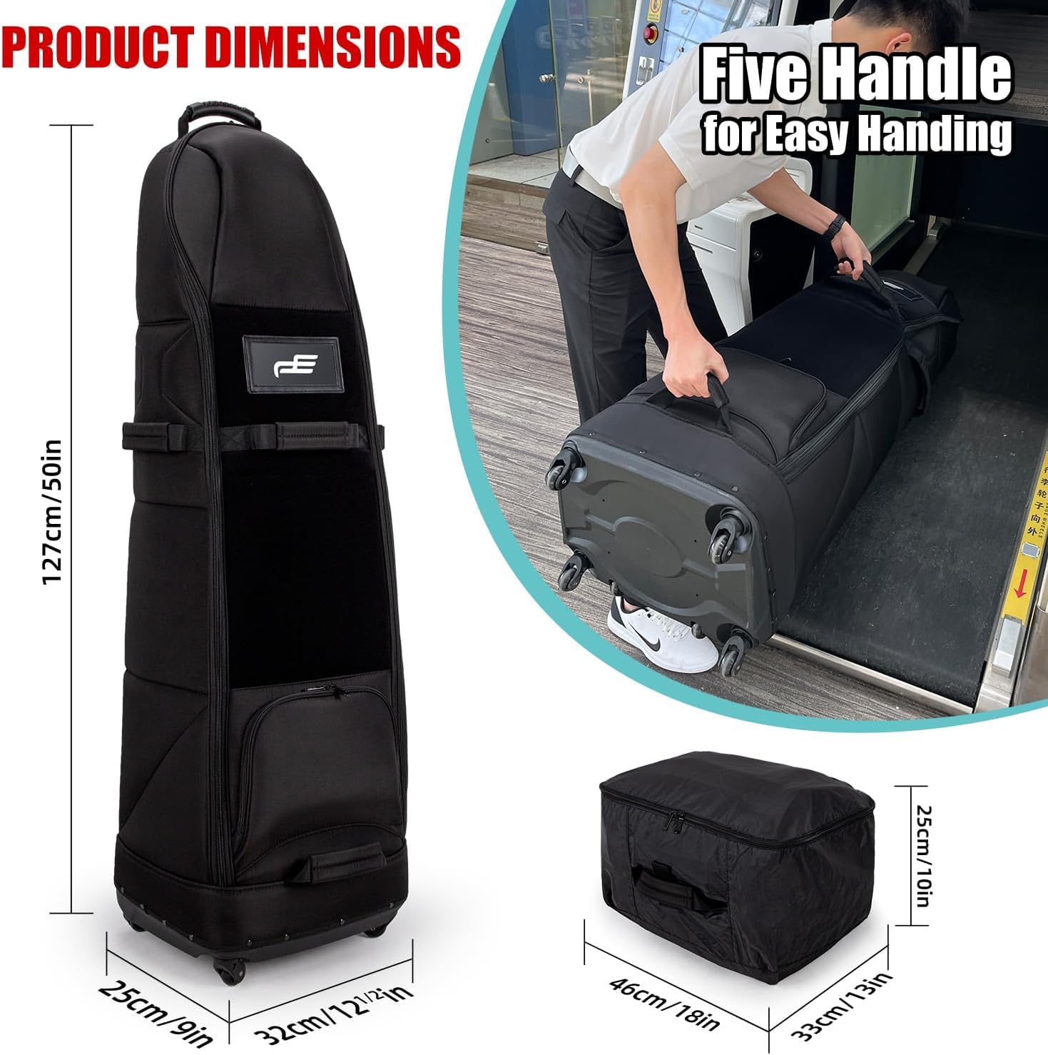 Premium Golf Travel Bags with Universal Wheels for Airlines - Lightweight, Easy to Maneuver & Detachable Shoe Compartment | Durable Zipper for Club Protection | Includes Storage Bag | Perfect for Air Travel & Golf Vacations