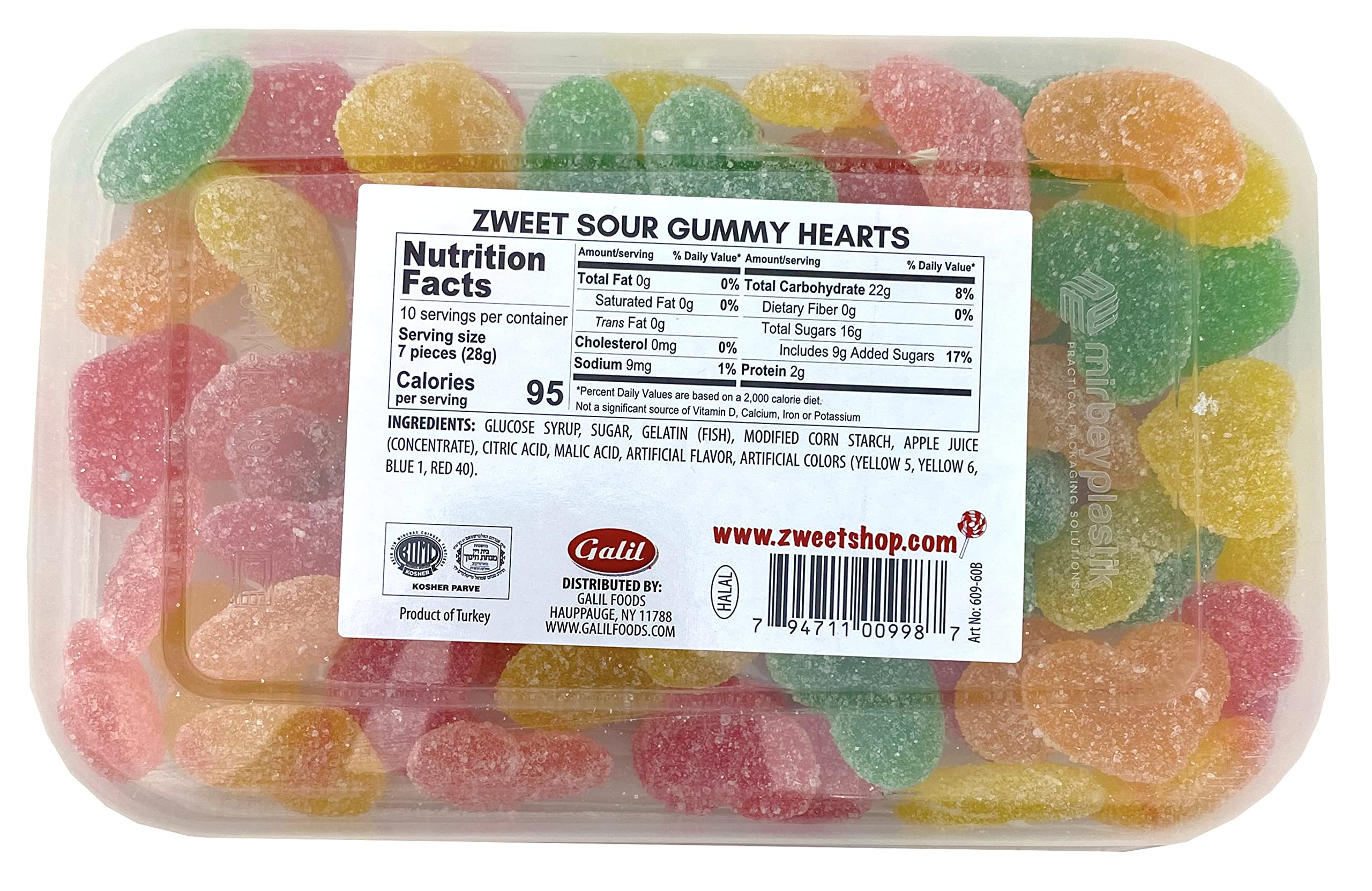 Sour Gummy Hearts 10oz (3-Pack) – Kosher & Halal Candy for Valentine's Day