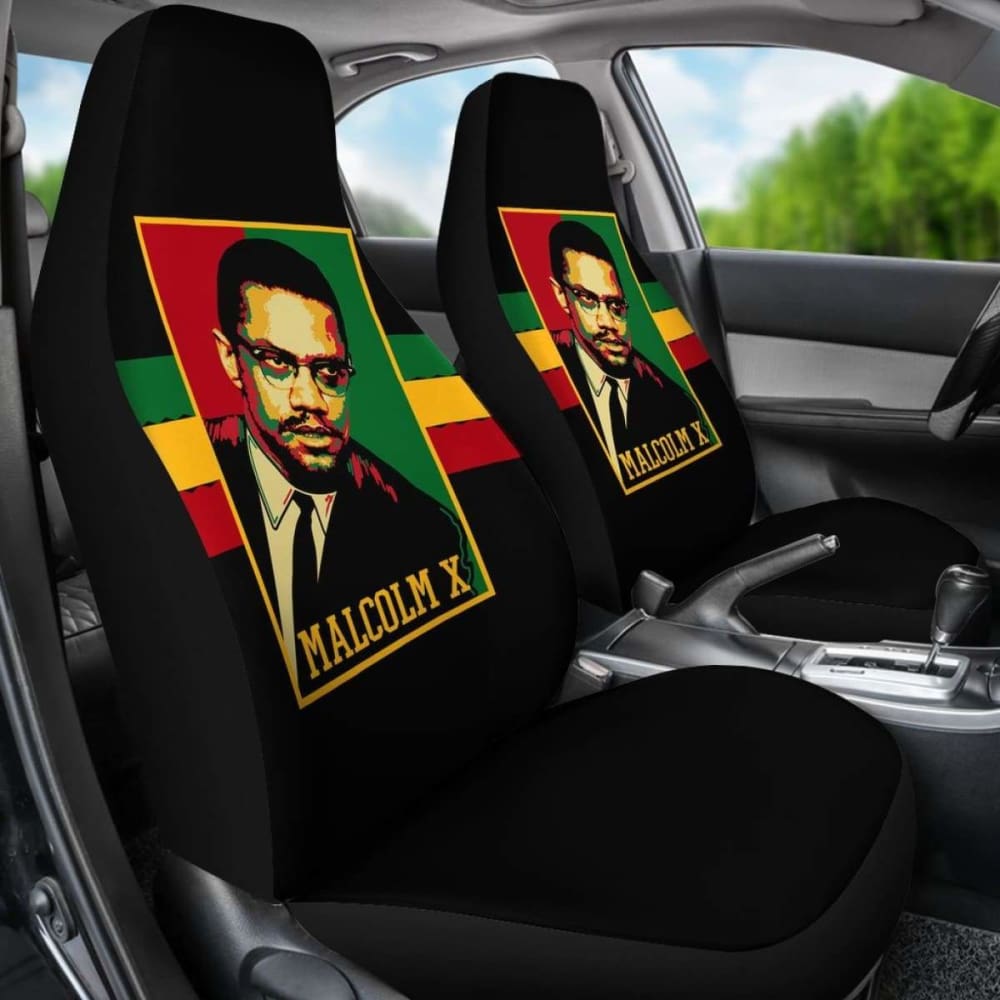 African Malcolm X Retro Car Seat Covers - Vintage Black Power Design for Cars, Trucks & SUVs - Perfect for Road Trips, Commuting & Car Enthusiasts