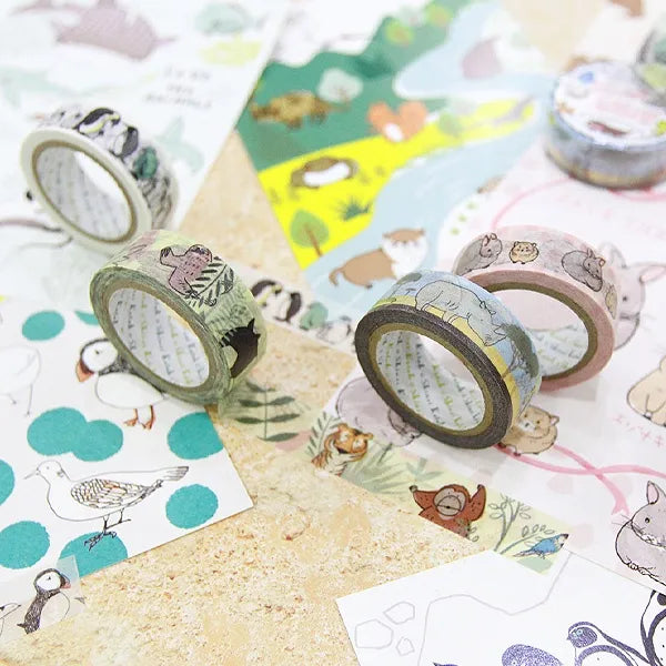 Endangered Species Washi Tape - Baby & Parent Animal Design for Scrapbooking, Journaling, and DIY Crafts